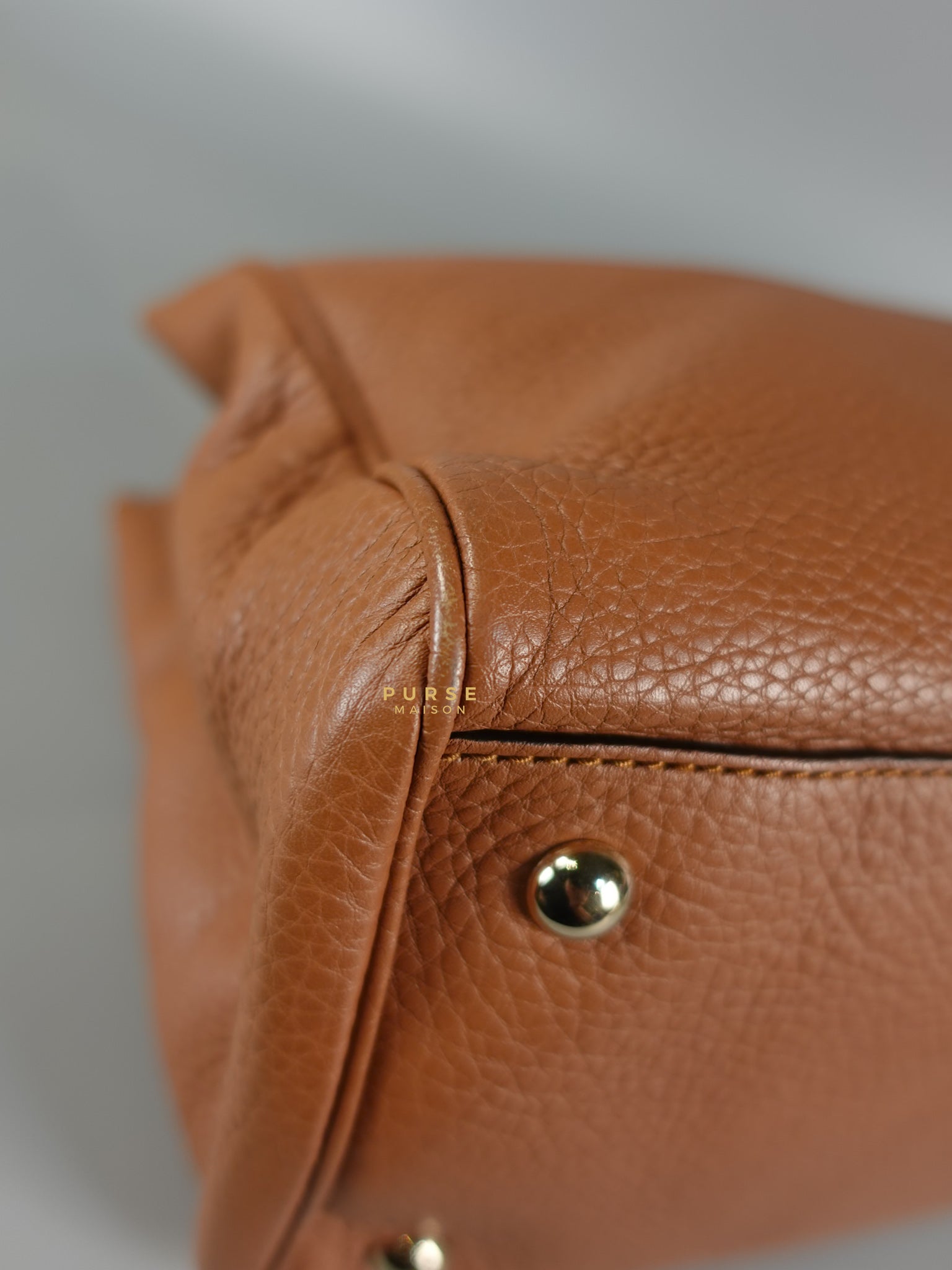 Brown Leather Bamboo Top Handle Medium Tote Bag | Purse Maison Luxury Bags Shop