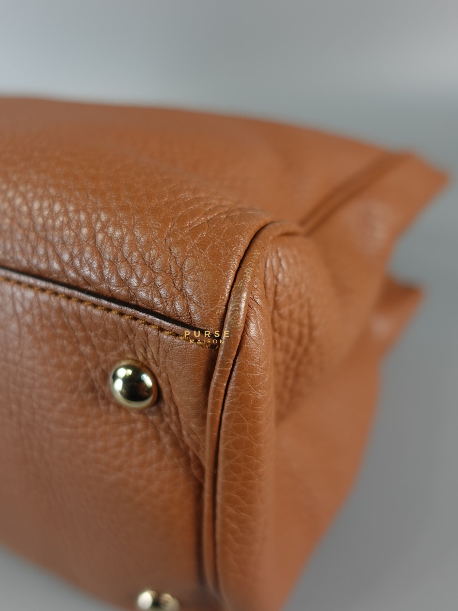 Brown Leather Bamboo Top Handle Medium Tote Bag | Purse Maison Luxury Bags Shop