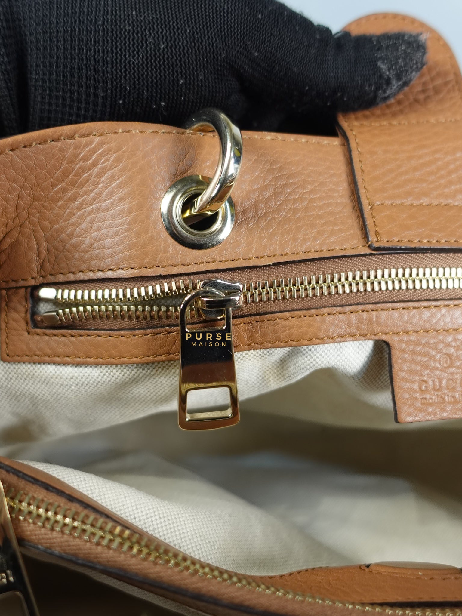Brown Leather Bamboo Top Handle Medium Tote Bag | Purse Maison Luxury Bags Shop