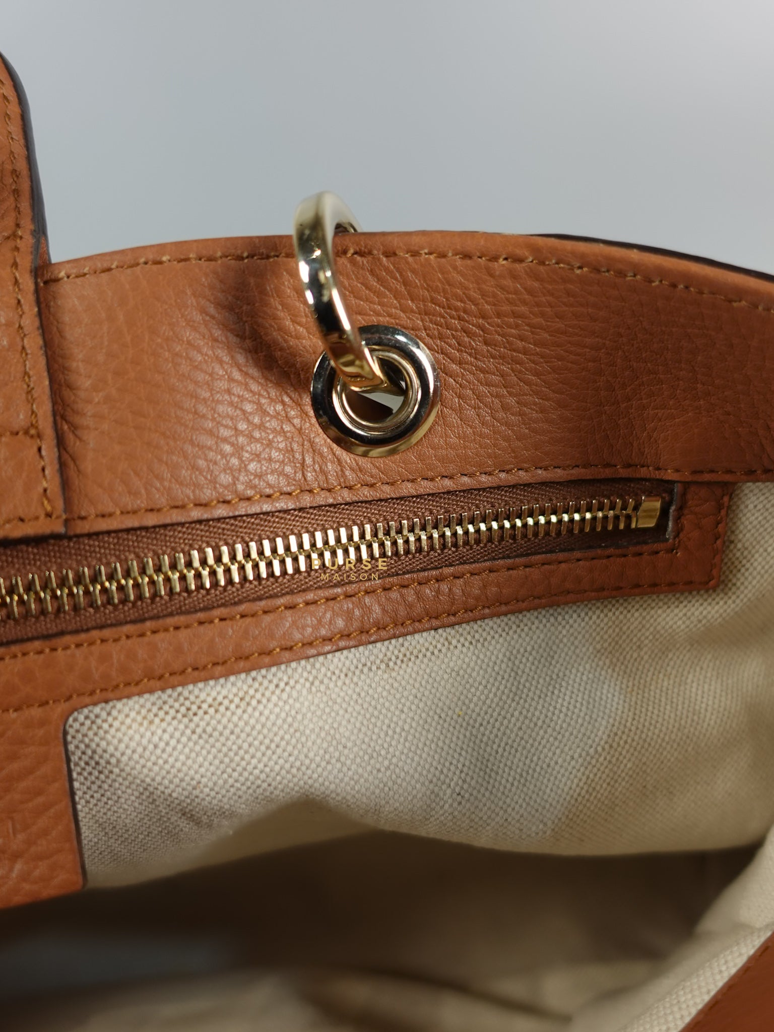 Brown Leather Bamboo Top Handle Medium Tote Bag | Purse Maison Luxury Bags Shop