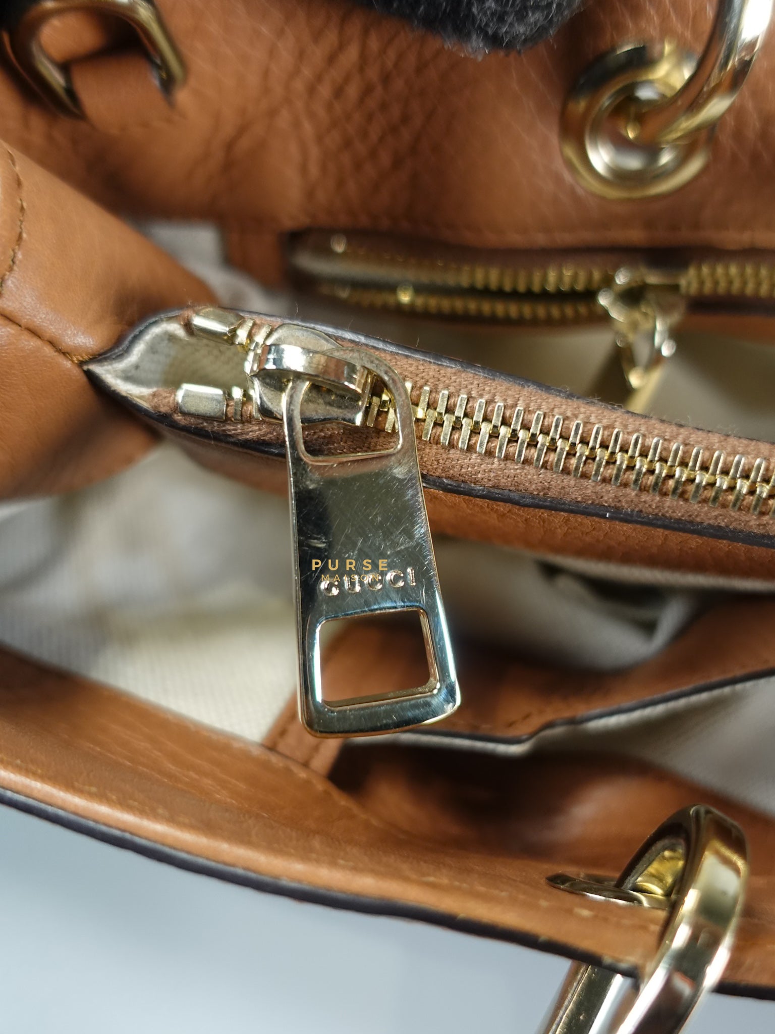 Brown Leather Bamboo Top Handle Medium Tote Bag | Purse Maison Luxury Bags Shop