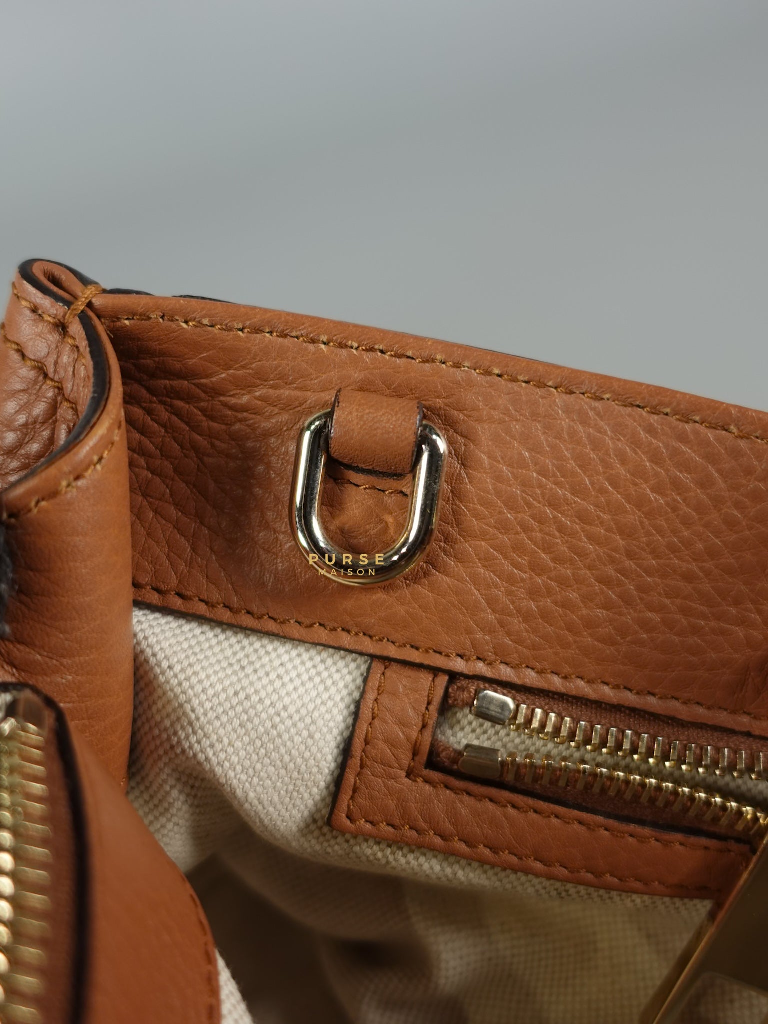 Brown Leather Bamboo Top Handle Medium Tote Bag | Purse Maison Luxury Bags Shop