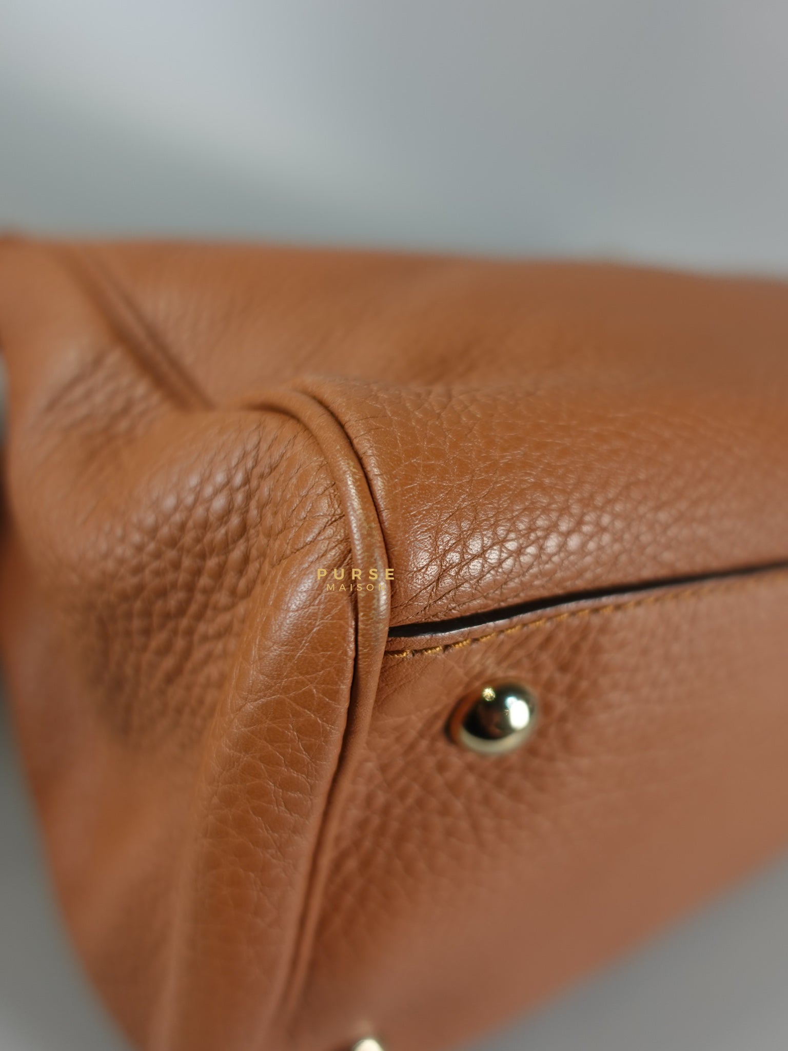 Brown Leather Bamboo Top Handle Medium Tote Bag | Purse Maison Luxury Bags Shop