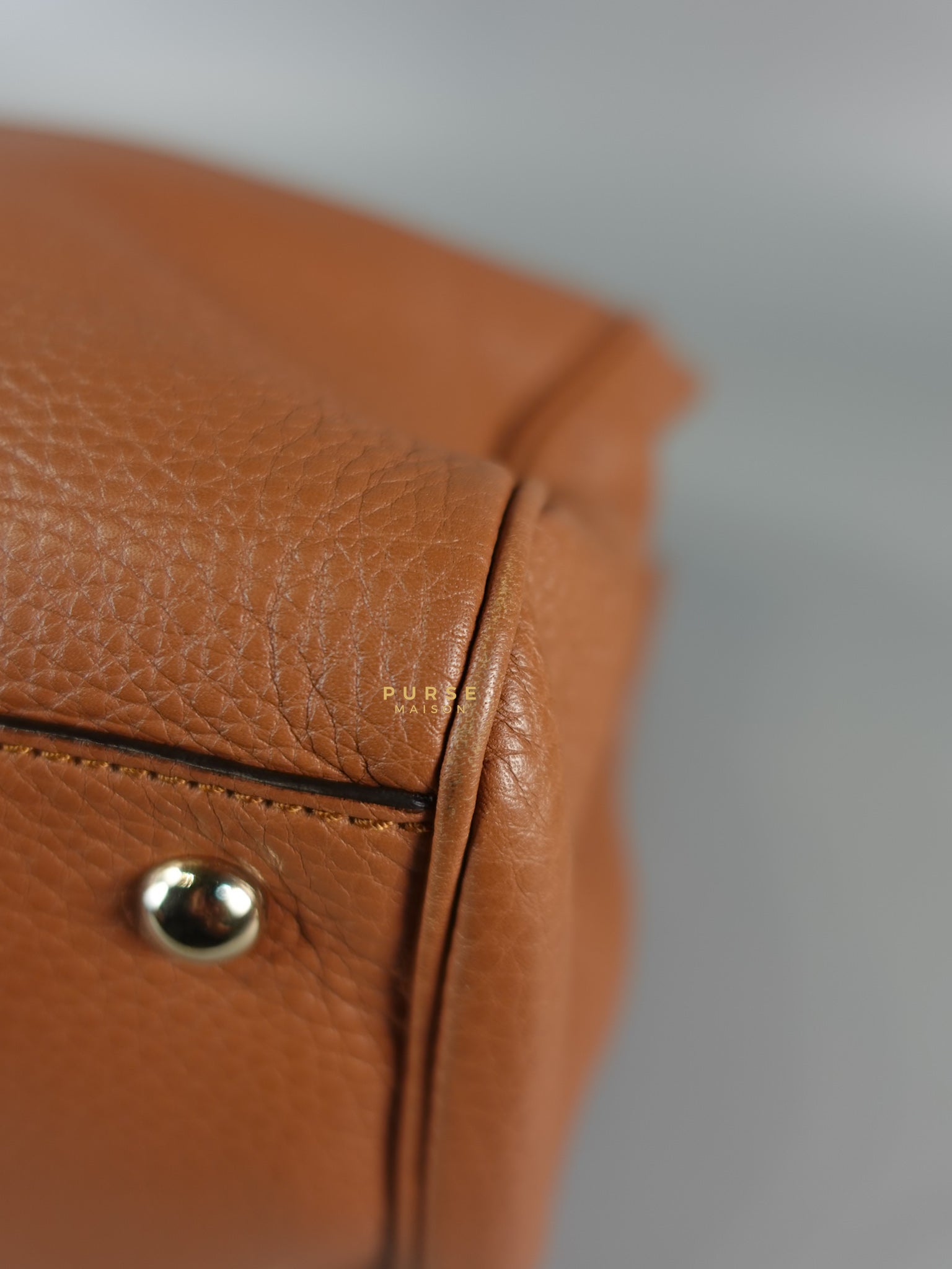 Brown Leather Bamboo Top Handle Medium Tote Bag | Purse Maison Luxury Bags Shop