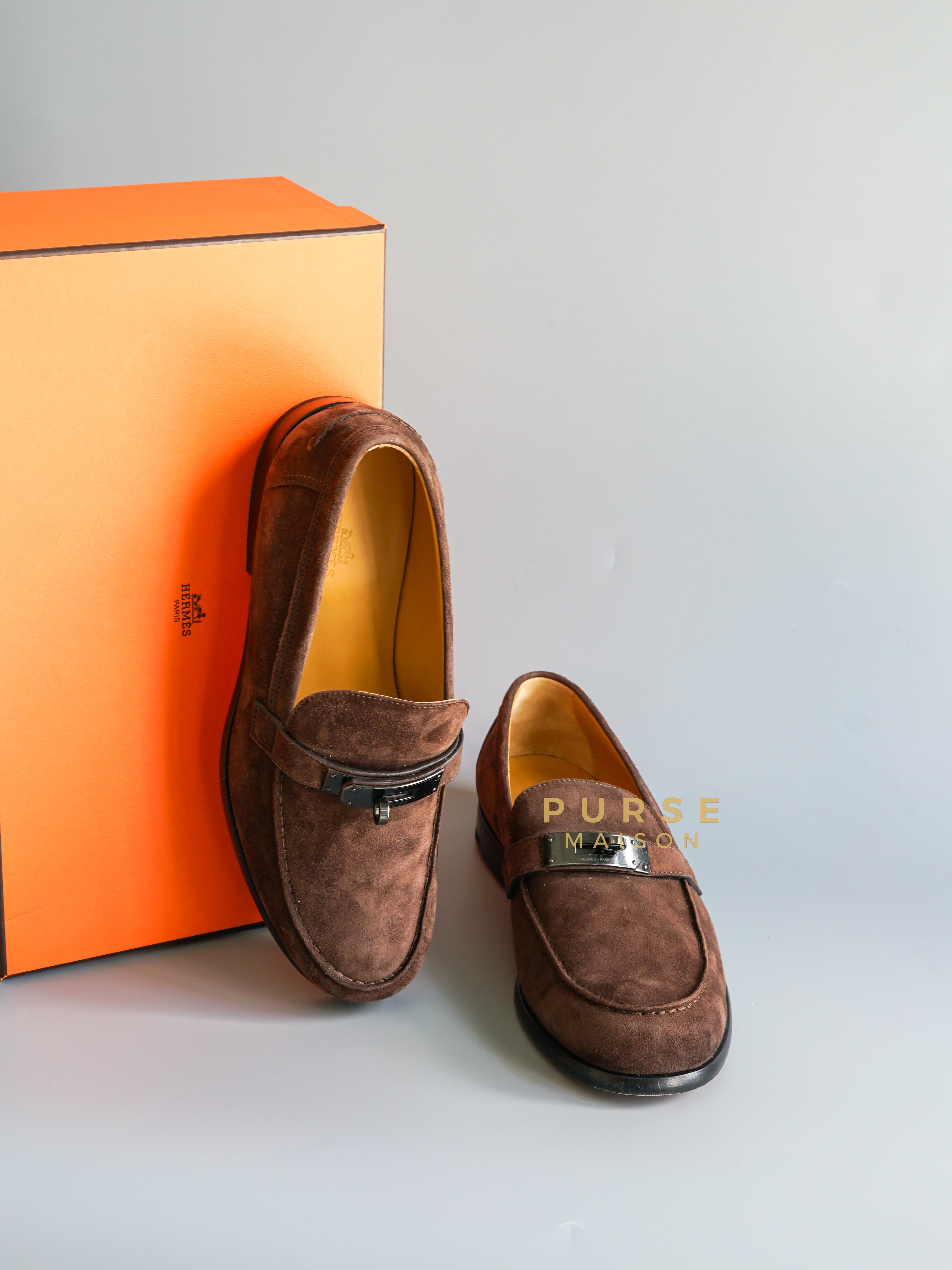 Brown Suede Loafers for Men Size 40 EU (26.5cm) | Purse Maison Luxury Bags Shop