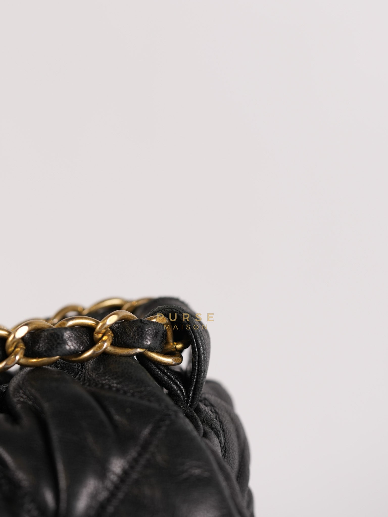 Bubble Hobo Flap Bag in Black Quilted Calfskin Leather Aged Gold Hardware (Series 12) | Purse Maison Luxury Bags Shop