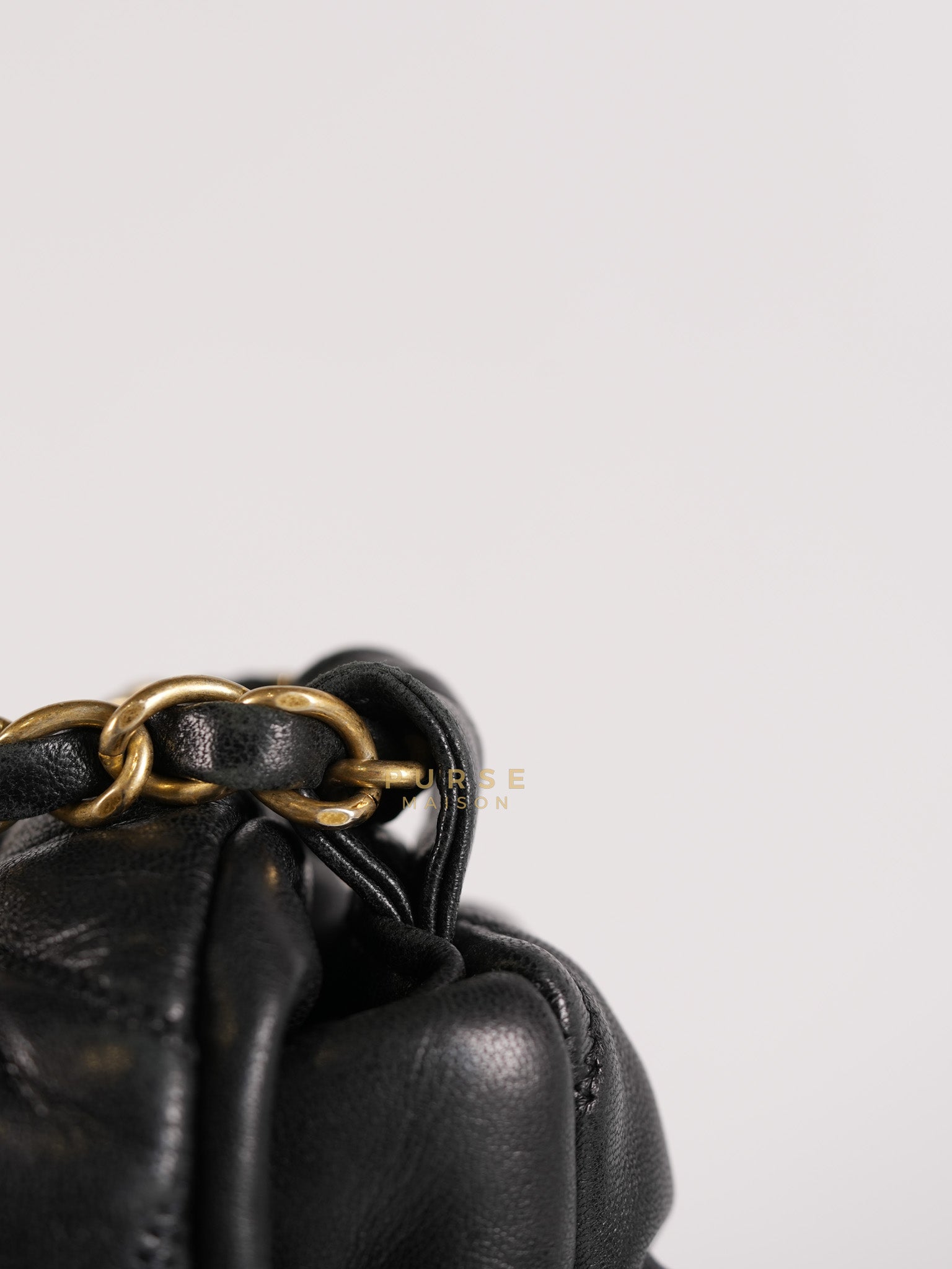 Bubble Hobo Flap Bag in Black Quilted Calfskin Leather Aged Gold Hardware (Series 12) | Purse Maison Luxury Bags Shop