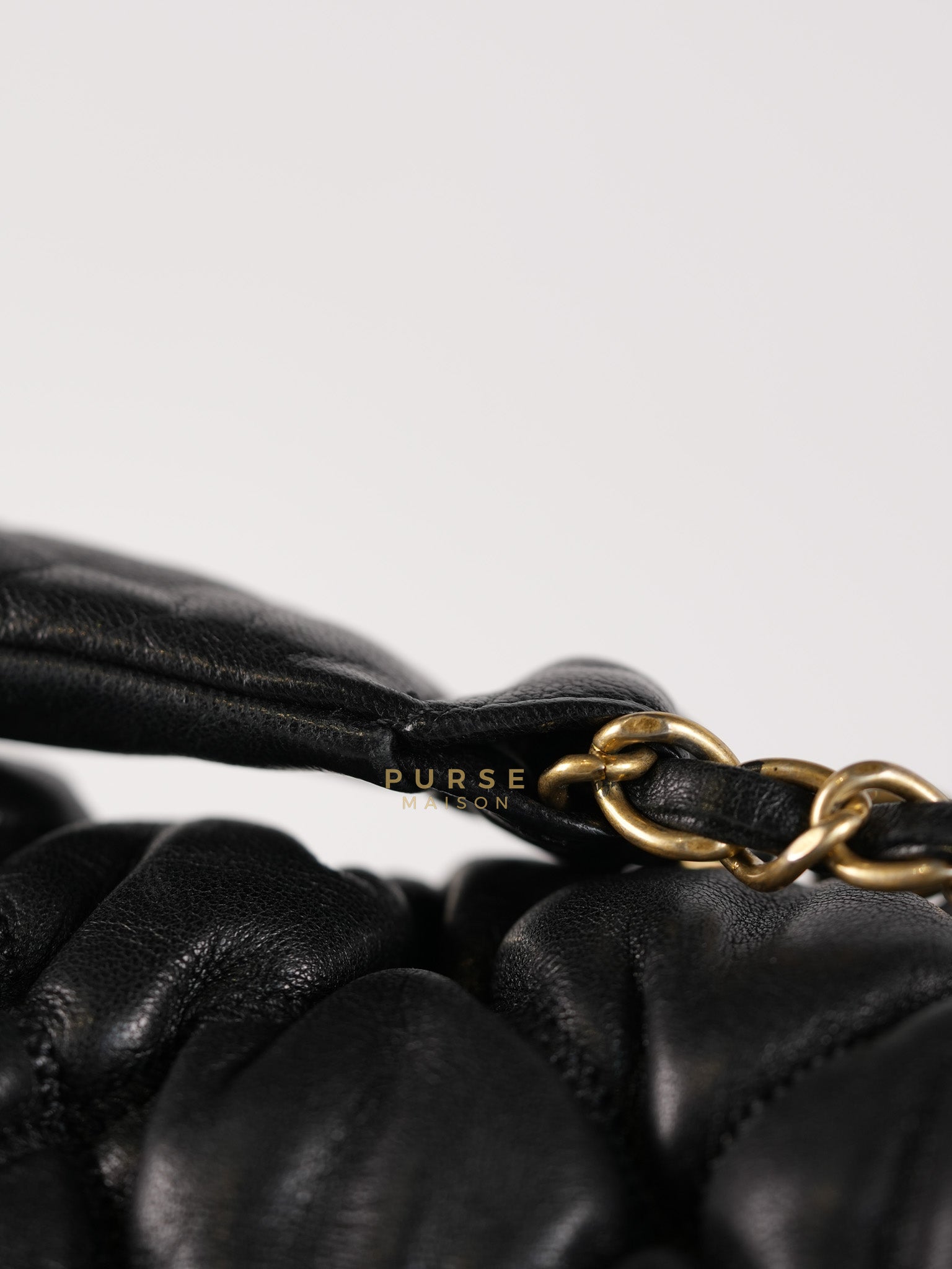 Bubble Hobo Flap Bag in Black Quilted Calfskin Leather Aged Gold Hardware (Series 12) | Purse Maison Luxury Bags Shop