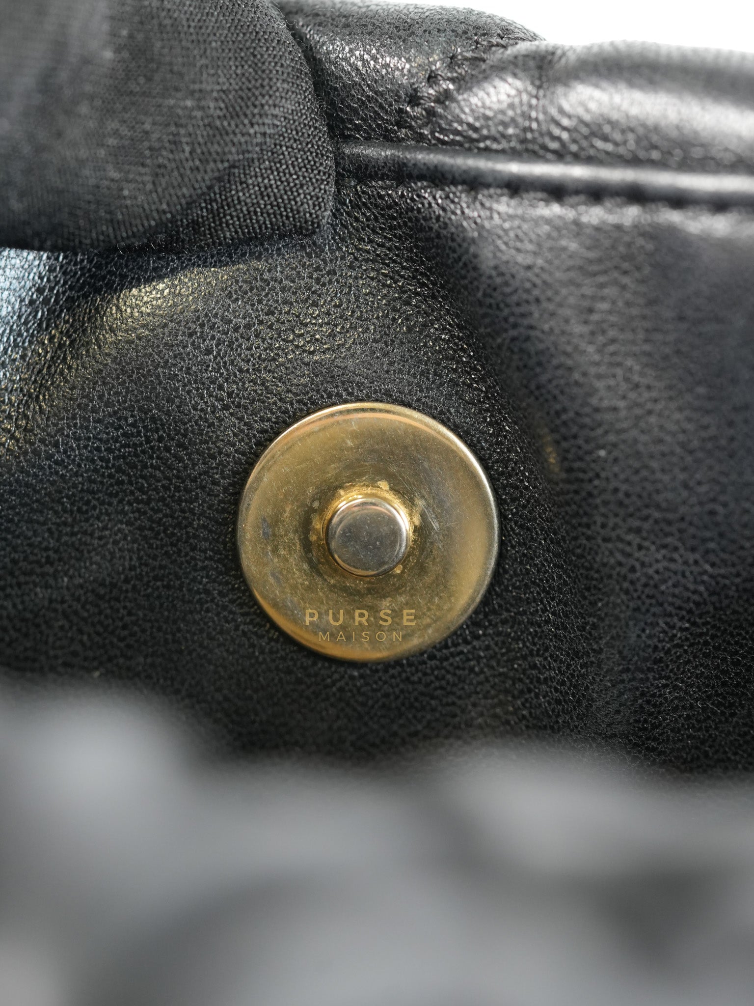 Bubble Hobo Flap Bag in Black Quilted Calfskin Leather Aged Gold Hardware (Series 12) | Purse Maison Luxury Bags Shop