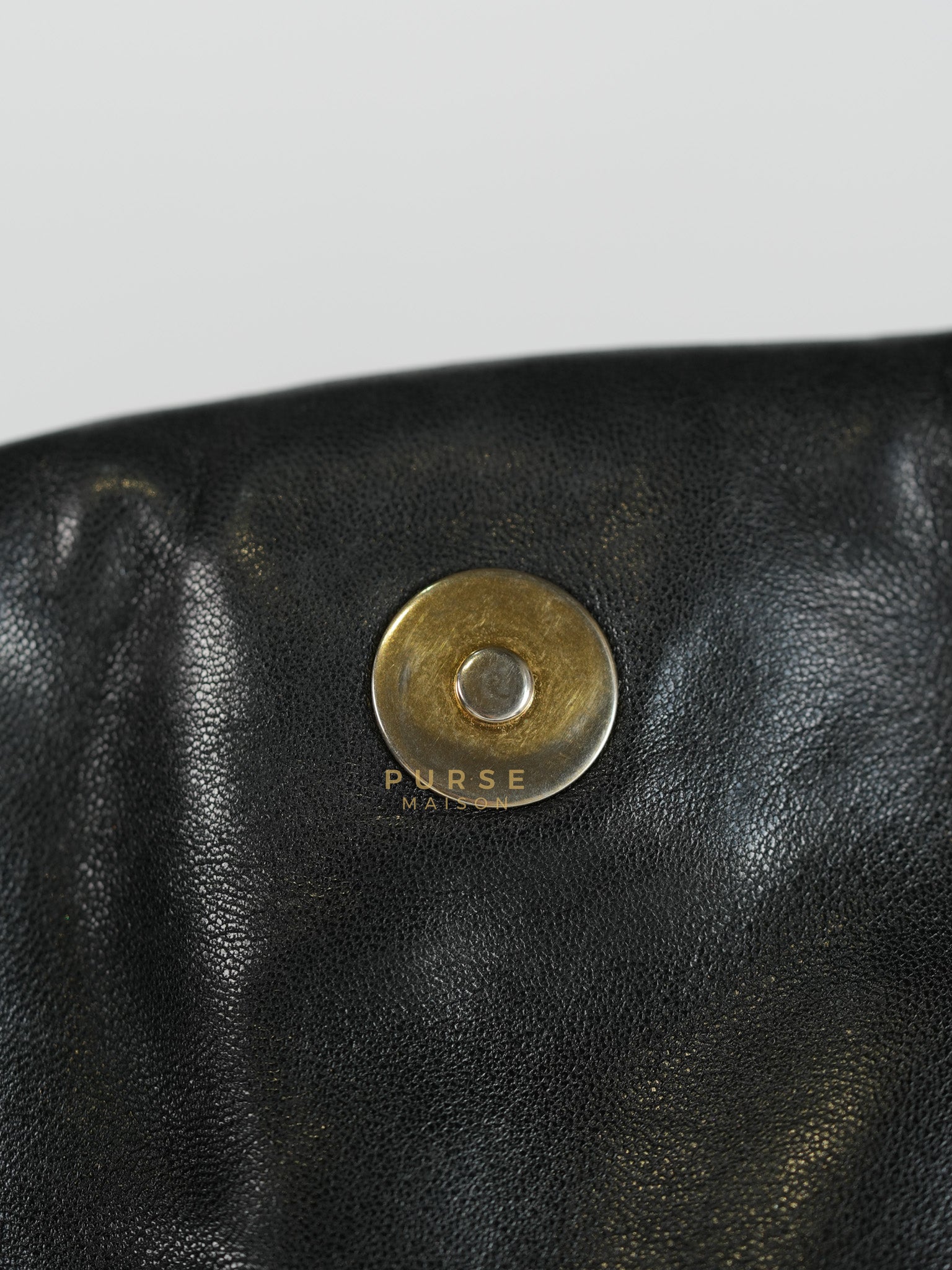 Bubble Hobo Flap Bag in Black Quilted Calfskin Leather Aged Gold Hardware (Series 12) | Purse Maison Luxury Bags Shop