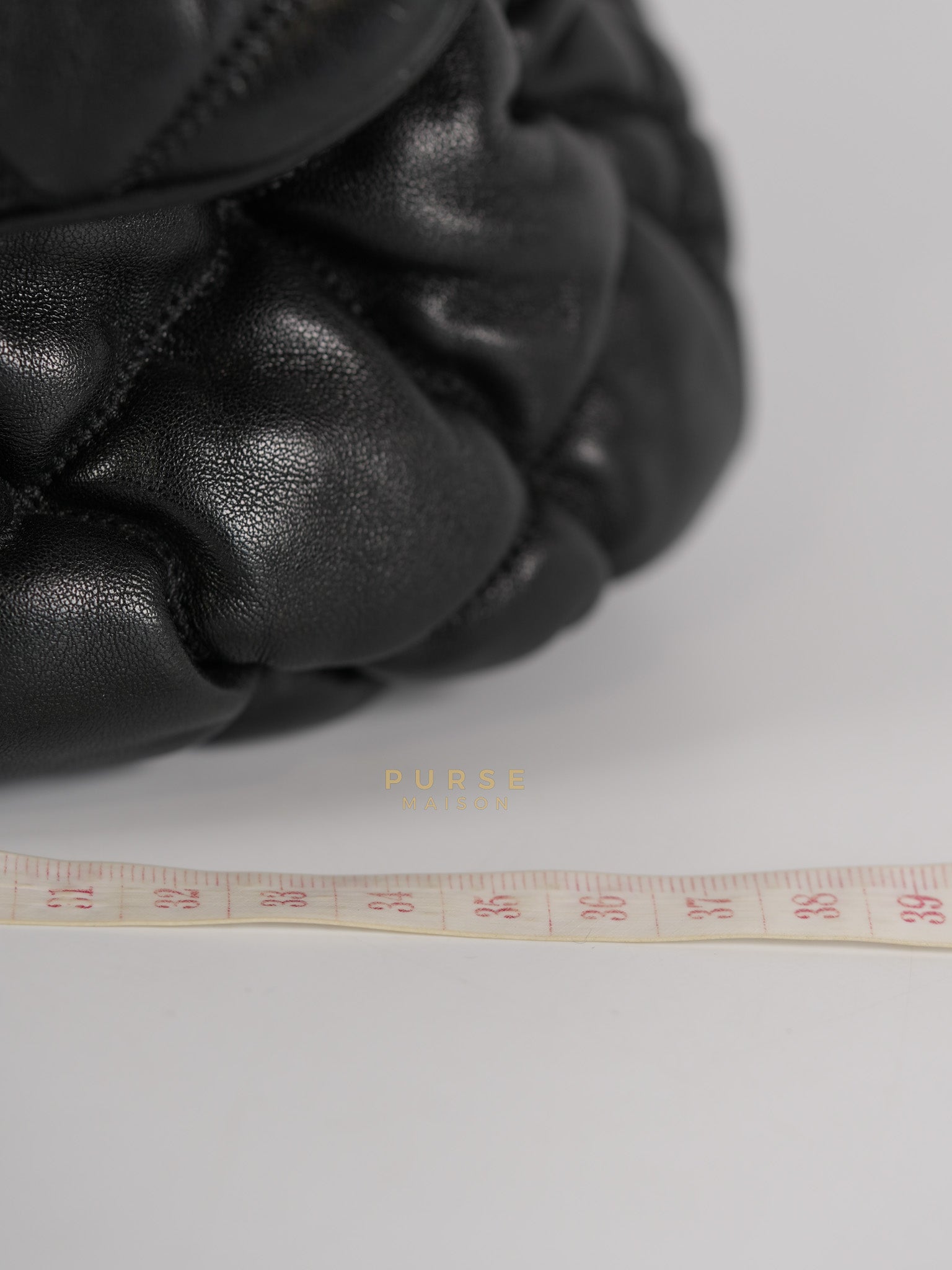 Bubble Hobo Flap Bag in Black Quilted Calfskin Leather Aged Gold Hardware (Series 12) | Purse Maison Luxury Bags Shop