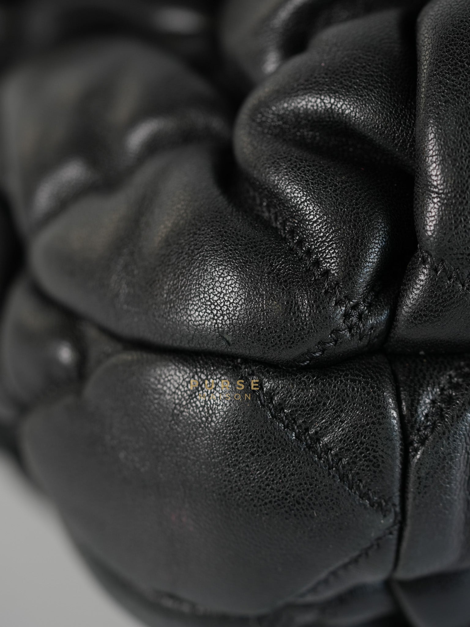 Bubble Hobo Flap Bag in Black Quilted Calfskin Leather Aged Gold Hardware (Series 12) | Purse Maison Luxury Bags Shop