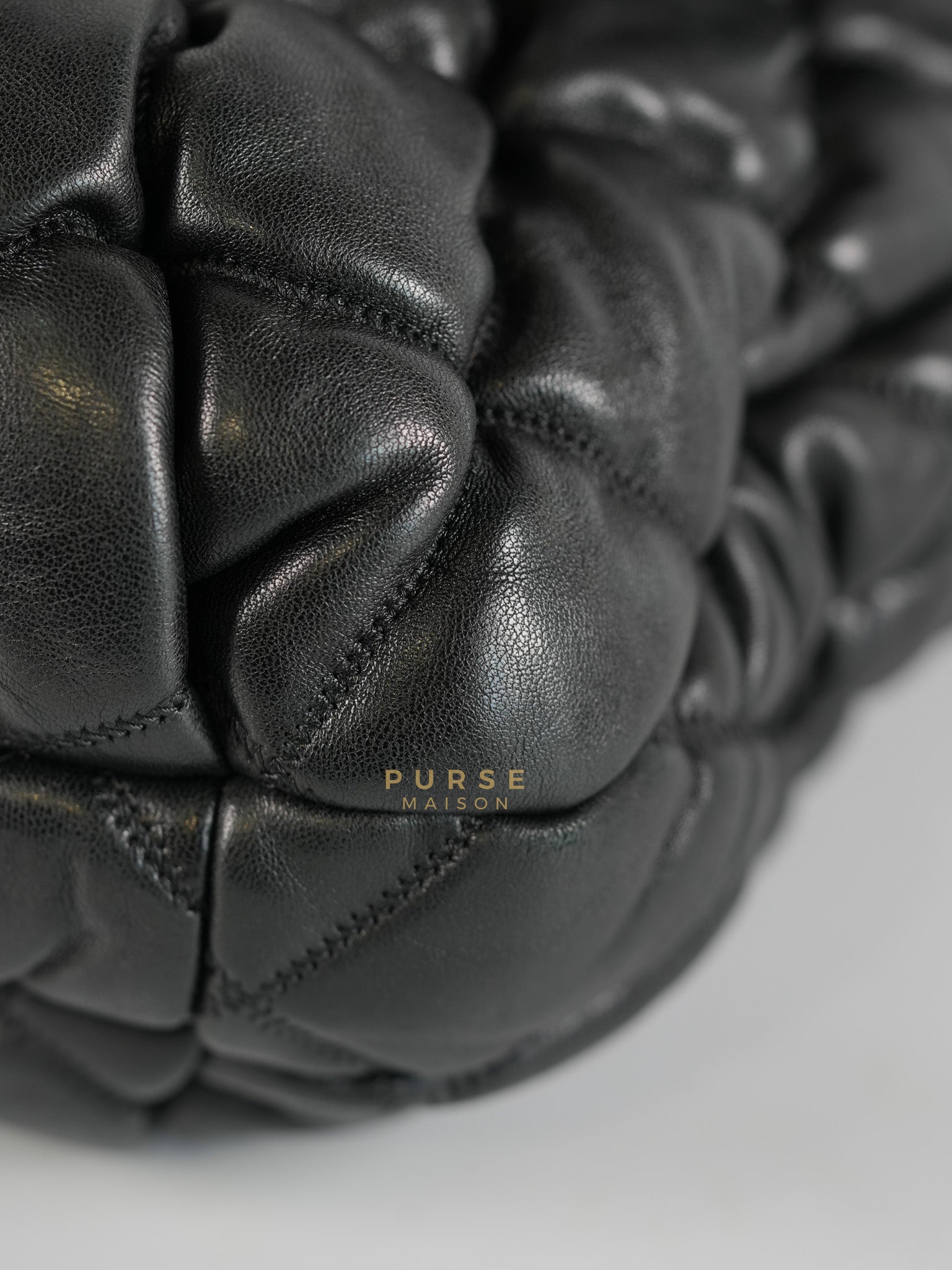 Bubble Hobo Flap Bag in Black Quilted Calfskin Leather Aged Gold Hardware (Series 12) | Purse Maison Luxury Bags Shop