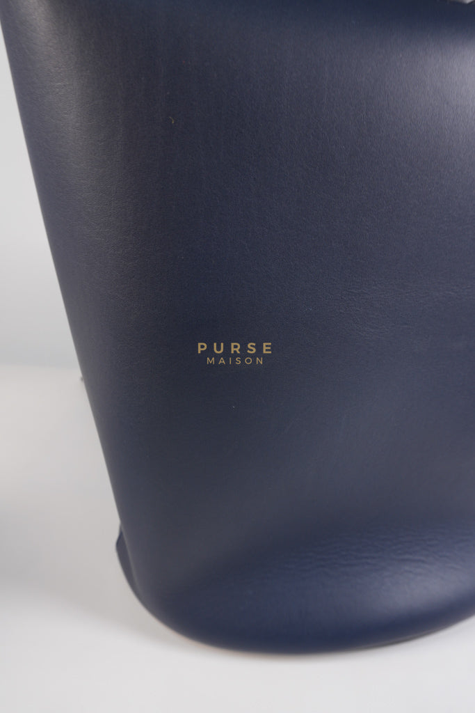 Bucket Bag Large in Navy Blue Leather | Purse Maison Luxury Bags Shop
