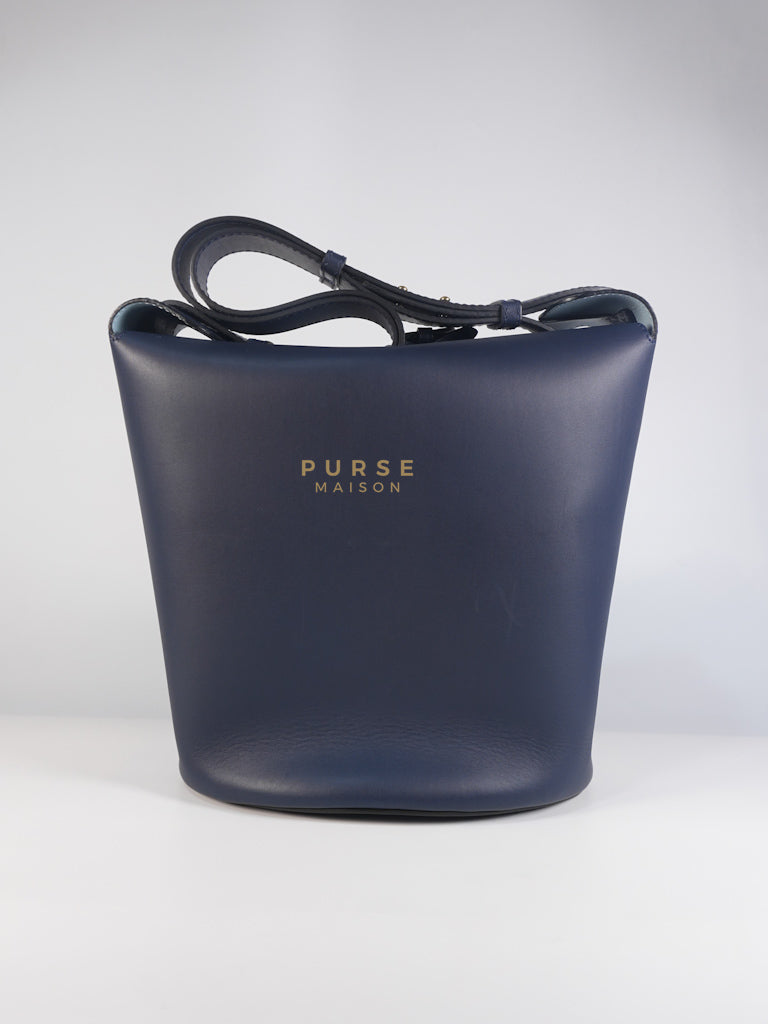 Bucket Bag Large in Navy Blue Leather | Purse Maison Luxury Bags Shop