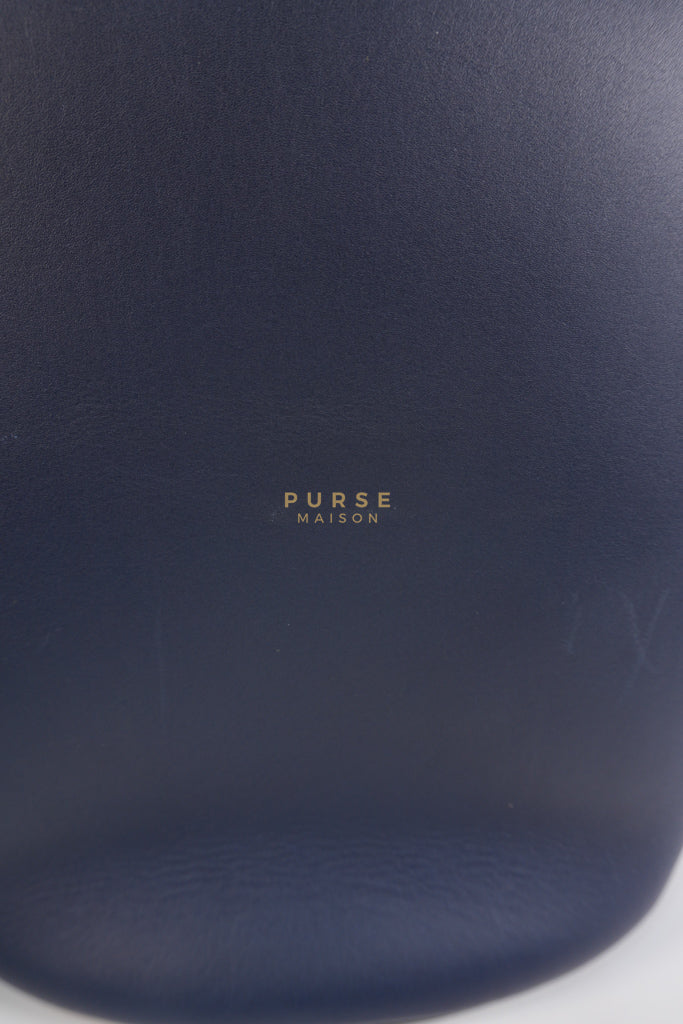 Bucket Bag Large in Navy Blue Leather | Purse Maison Luxury Bags Shop