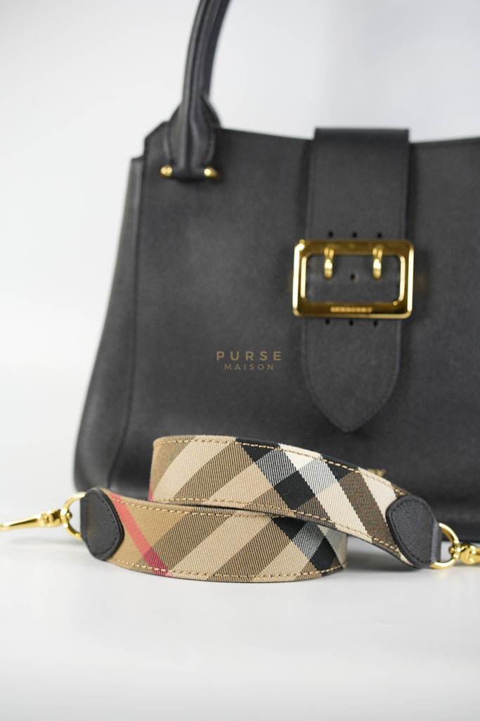 Buckle Tote Bag Medium In Black Grained Leather | Purse Maison Luxury Bags Shop