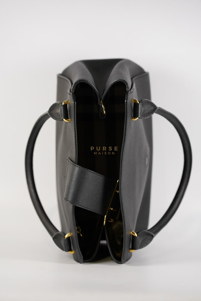 Buckle Tote Bag Medium In Black Grained Leather | Purse Maison Luxury Bags Shop