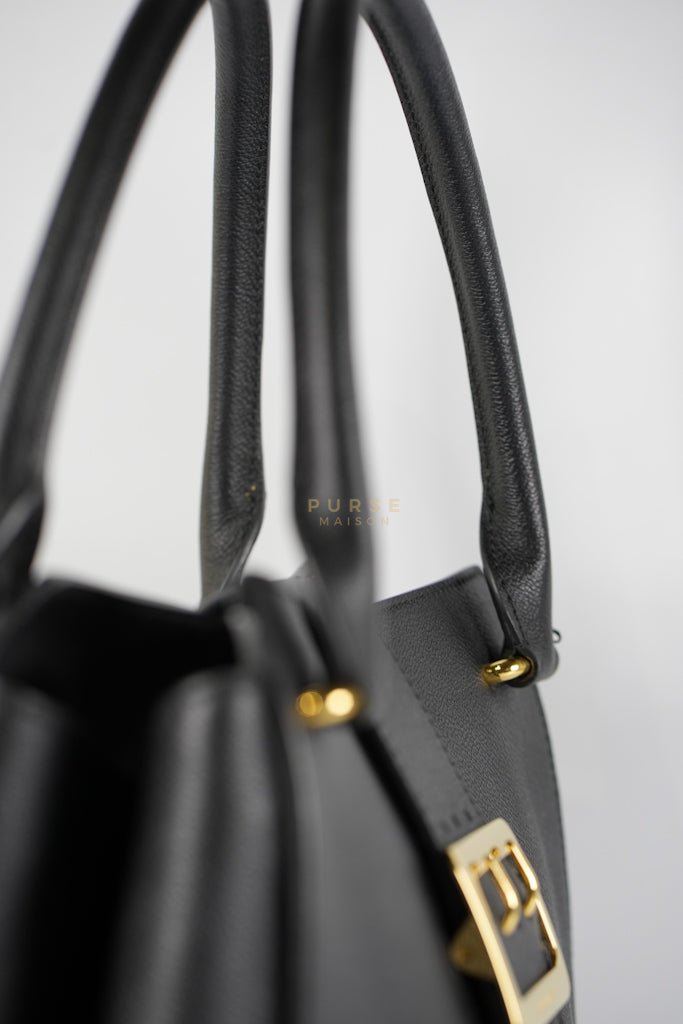Buckle Tote Bag Medium In Black Grained Leather | Purse Maison Luxury Bags Shop