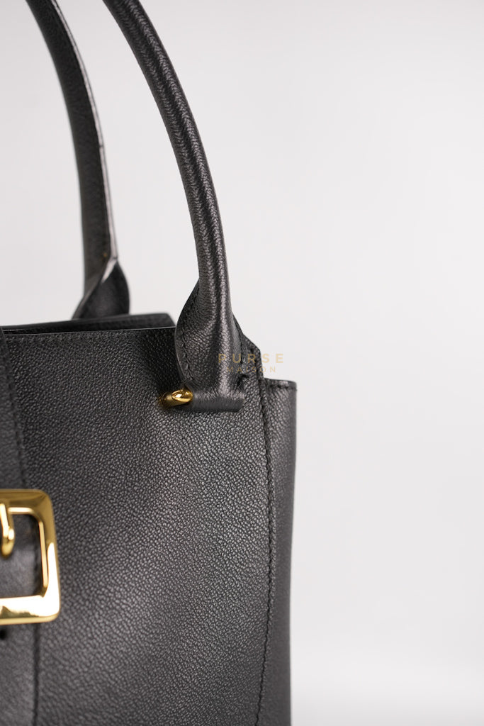 Buckle Tote Bag Medium In Black Grained Leather | Purse Maison Luxury Bags Shop