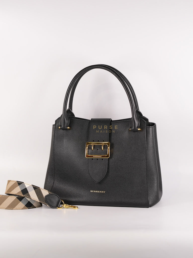Buckle Tote Bag Medium In Black Grained Leather | Purse Maison Luxury Bags Shop