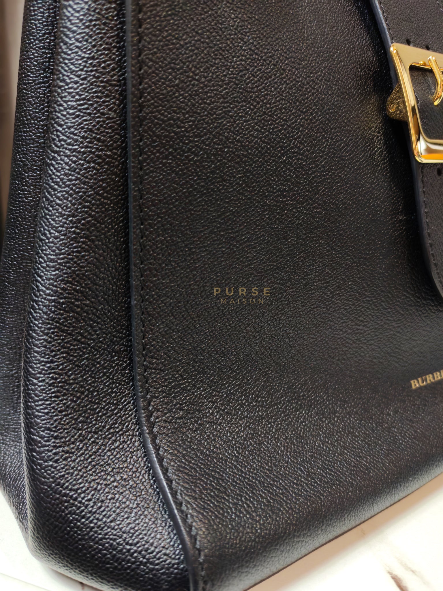 Buckle Tote Bag Medium In Black Grained Leather | Purse Maison Luxury Bags Shop