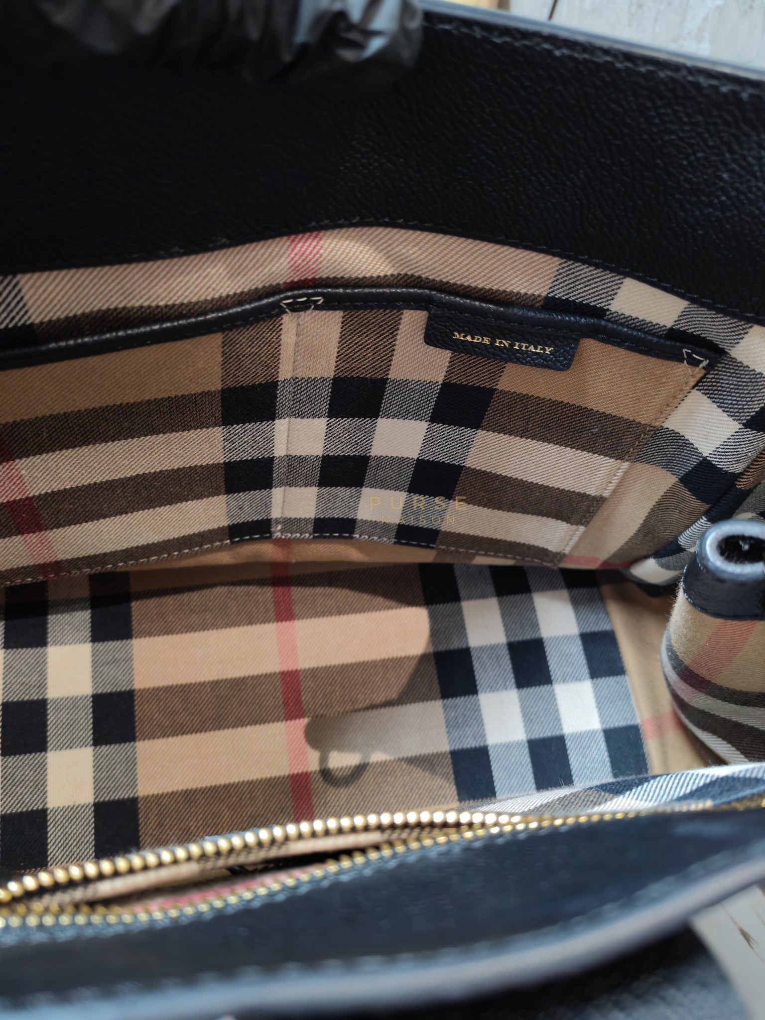 Buckle Tote Bag Medium In Black Grained Leather | Purse Maison Luxury Bags Shop