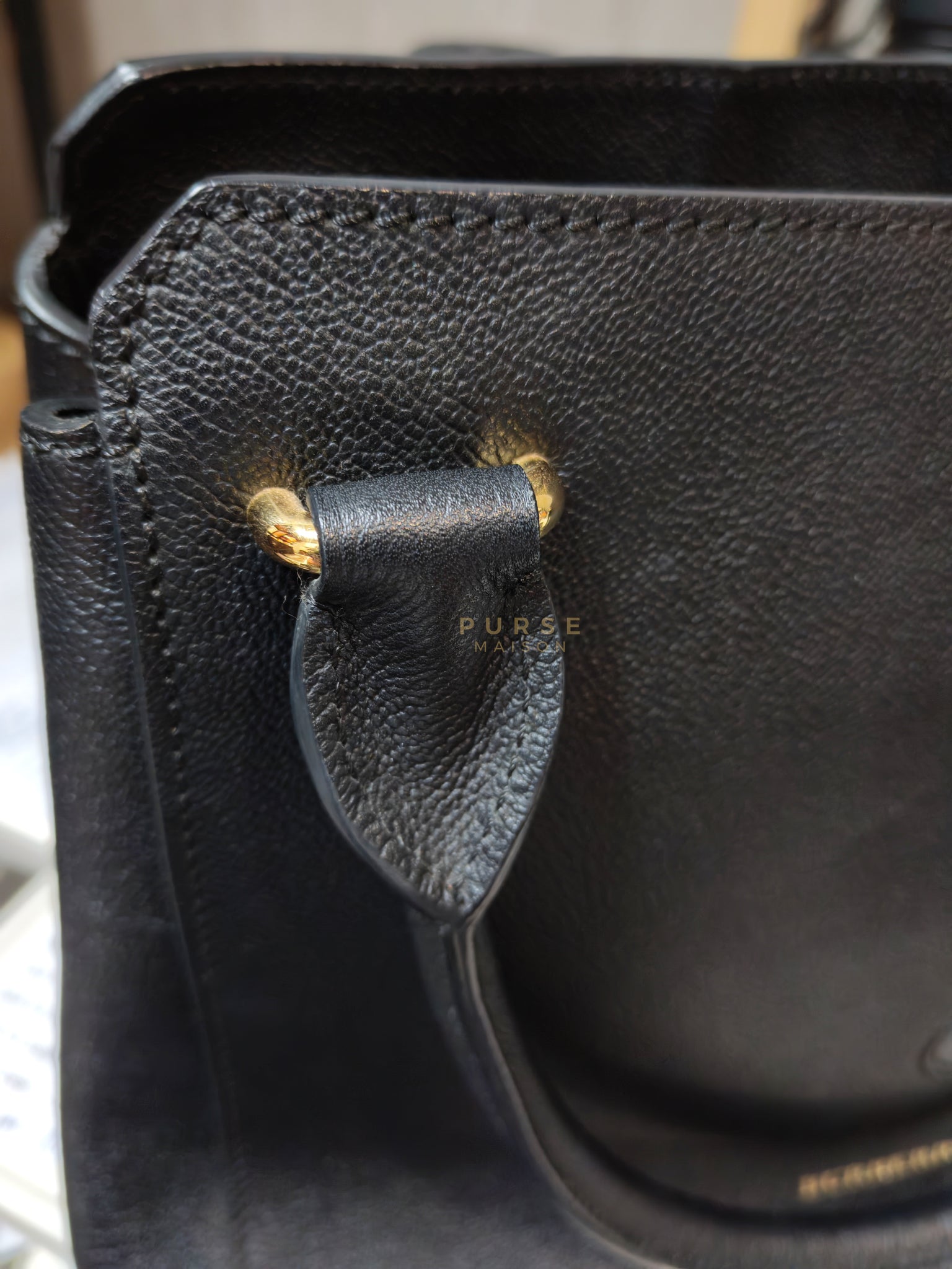 Buckle Tote Bag Medium In Black Grained Leather | Purse Maison Luxury Bags Shop