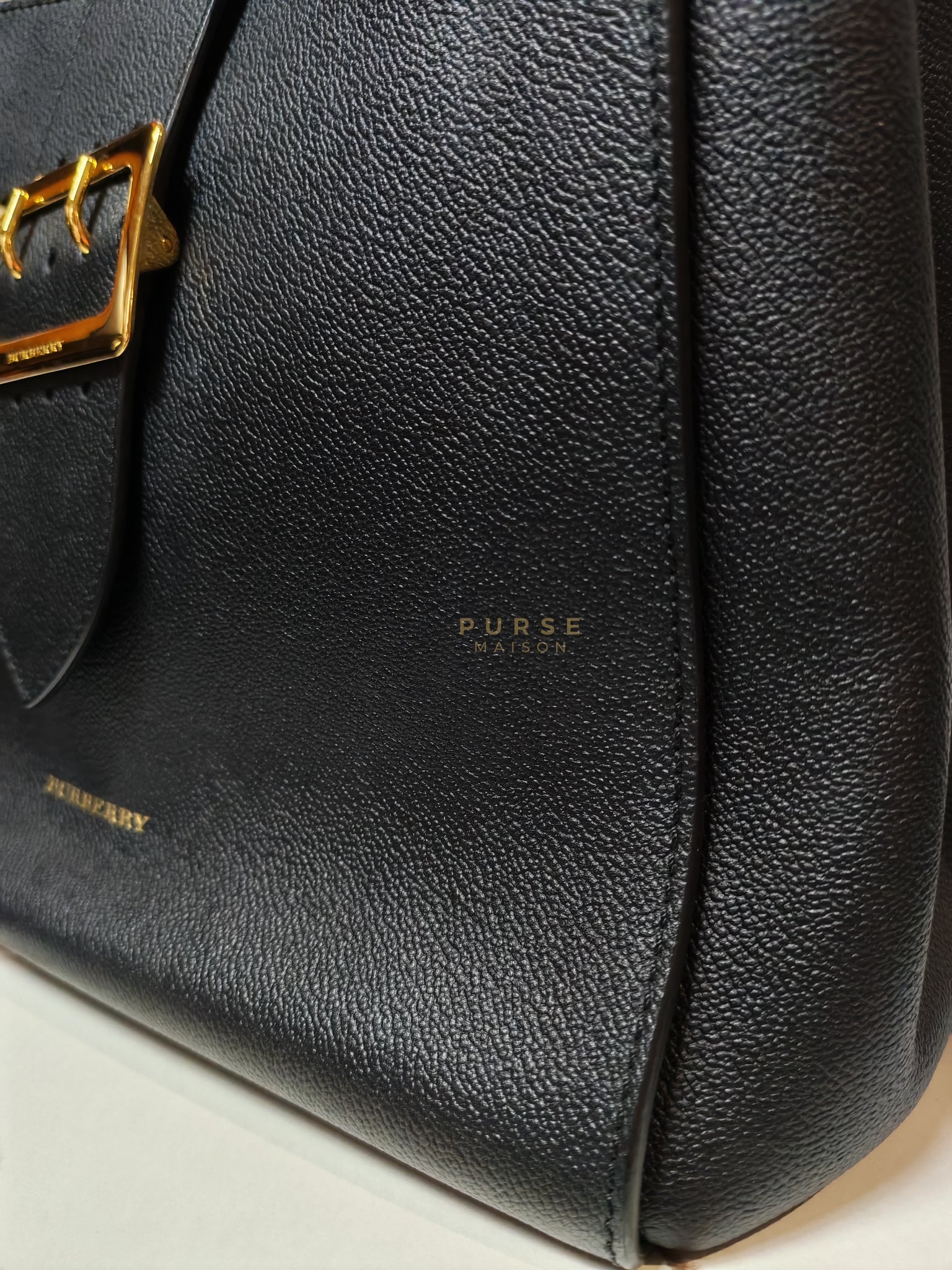 Buckle Tote Bag Medium In Black Grained Leather | Purse Maison Luxury Bags Shop