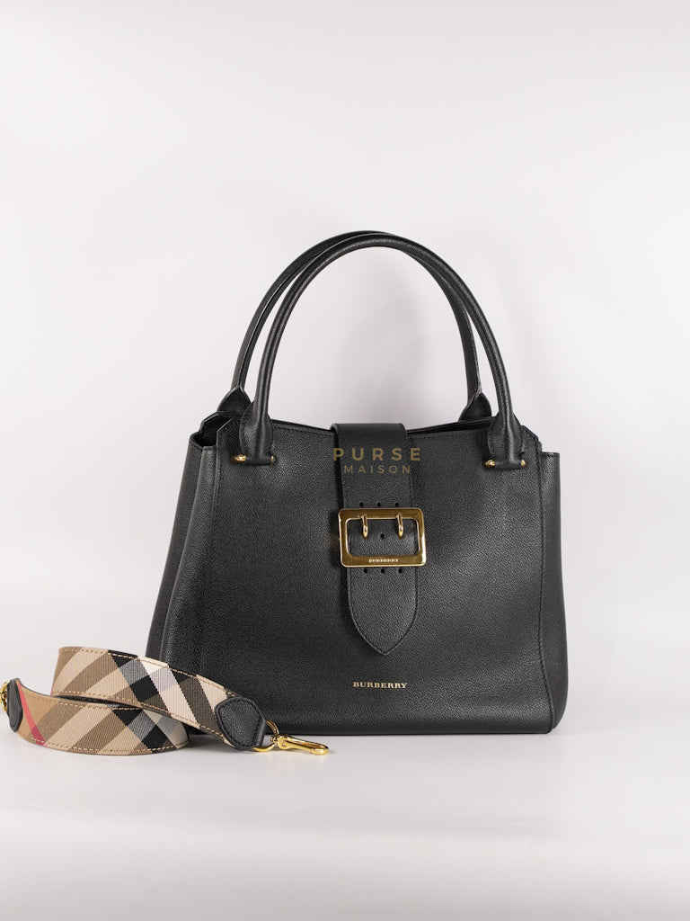 Buckle Tote Bag Medium In Black Grained Leather | Purse Maison Luxury Bags Shop