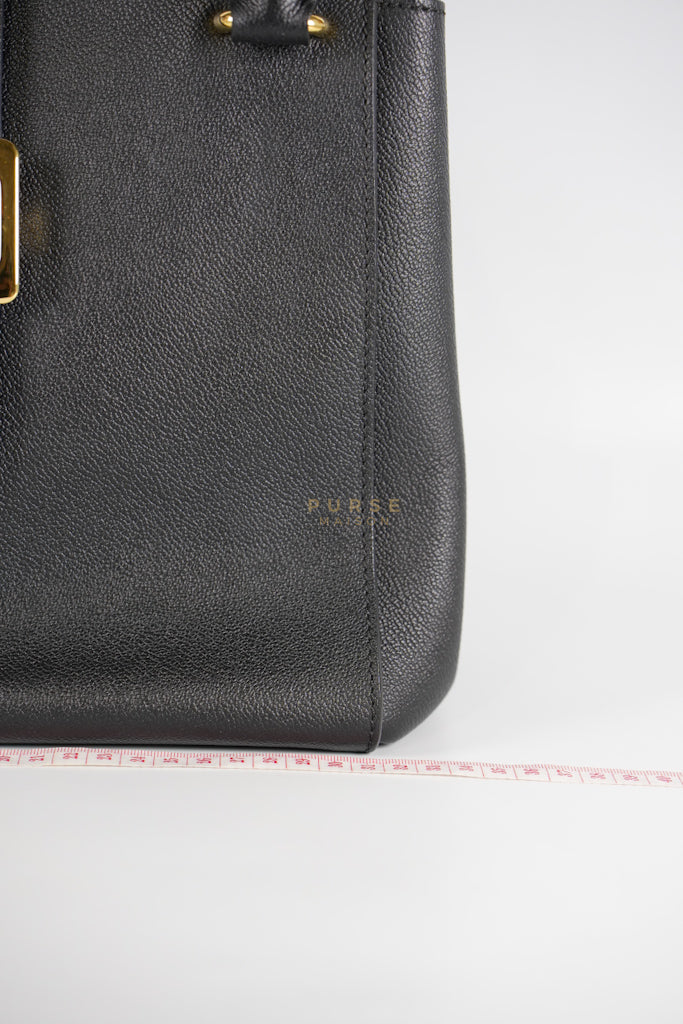 Buckle Tote Bag Medium In Black Grained Leather | Purse Maison Luxury Bags Shop