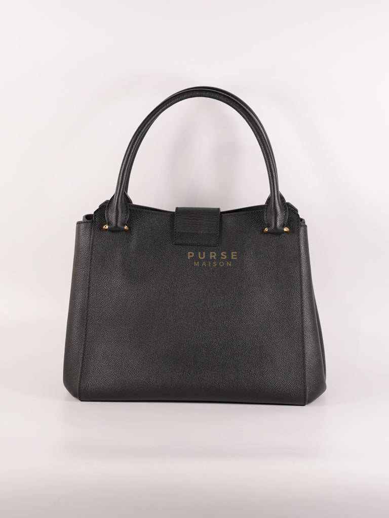Buckle Tote Bag Medium In Black Grained Leather | Purse Maison Luxury Bags Shop