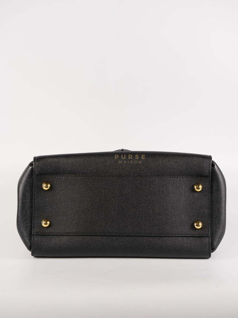 Buckle Tote Bag Medium In Black Grained Leather | Purse Maison Luxury Bags Shop