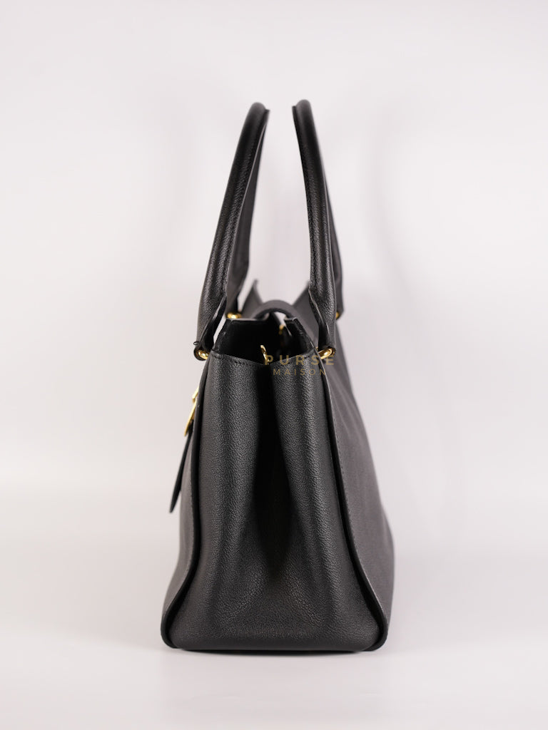 Buckle Tote Bag Medium In Black Grained Leather | Purse Maison Luxury Bags Shop