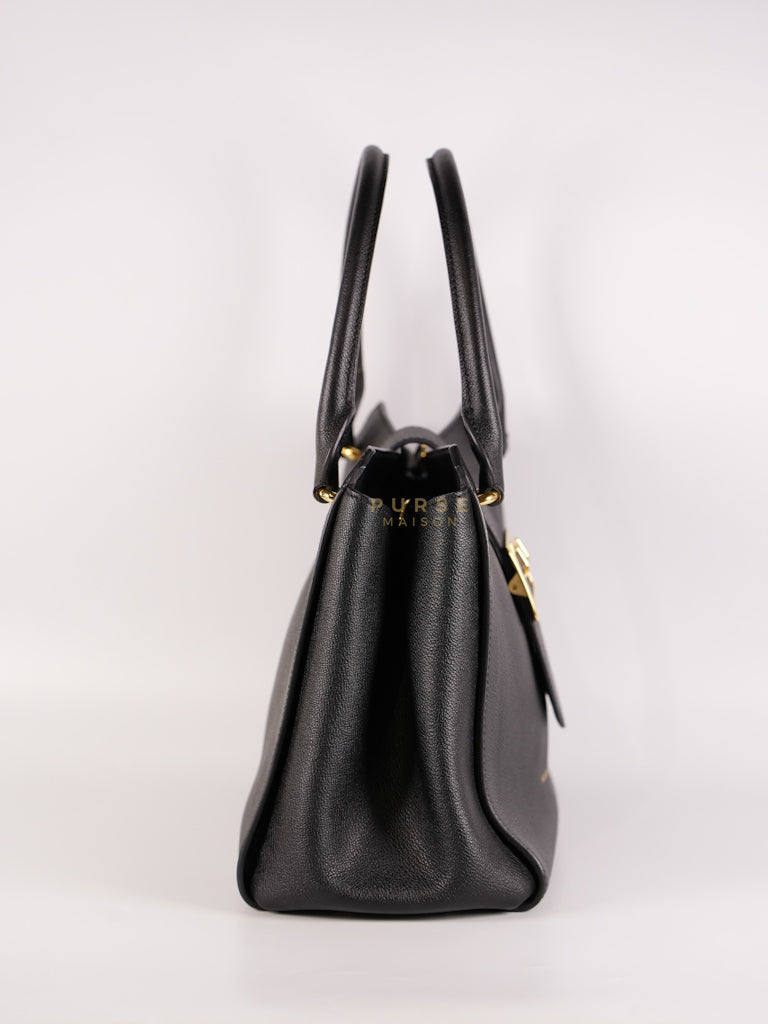 Buckle Tote Bag Medium In Black Grained Leather | Purse Maison Luxury Bags Shop