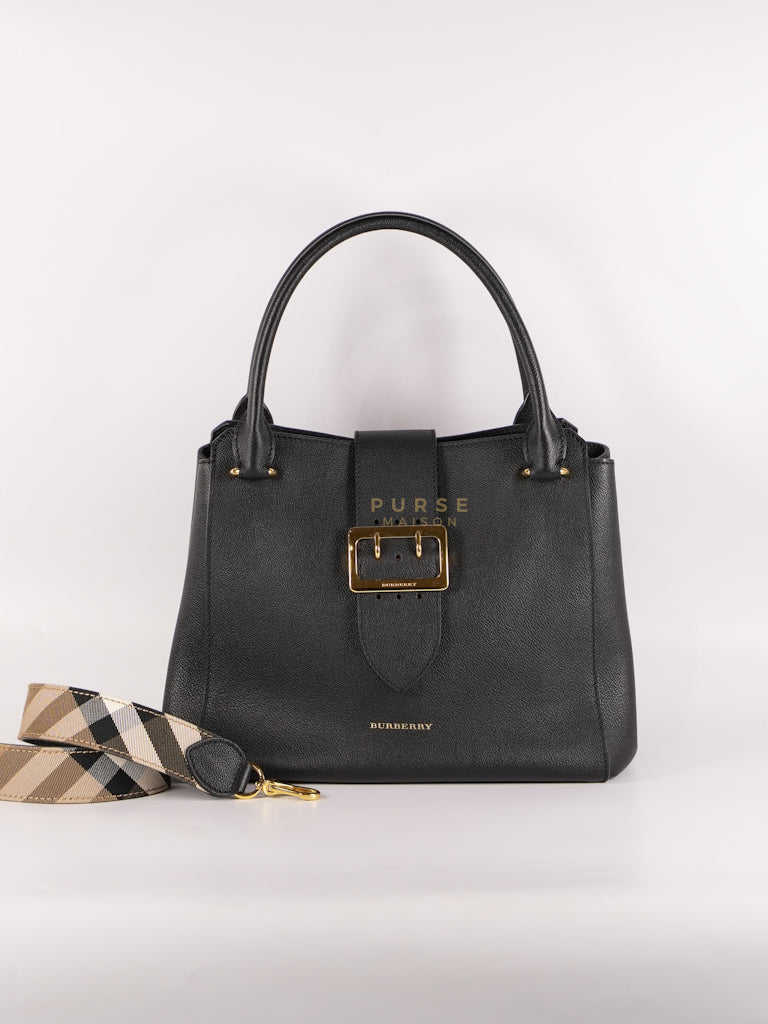 Buckle Tote Bag Medium In Black Grained Leather | Purse Maison Luxury Bags Shop