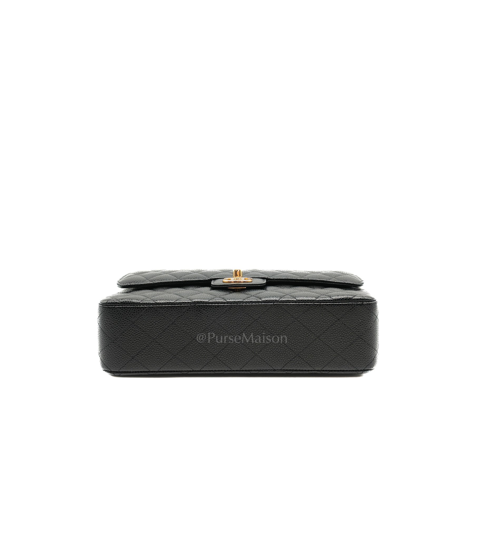 Chanel Classic Double Flap Medium in Black Caviar Leather Gold Hardware (Series 30)
