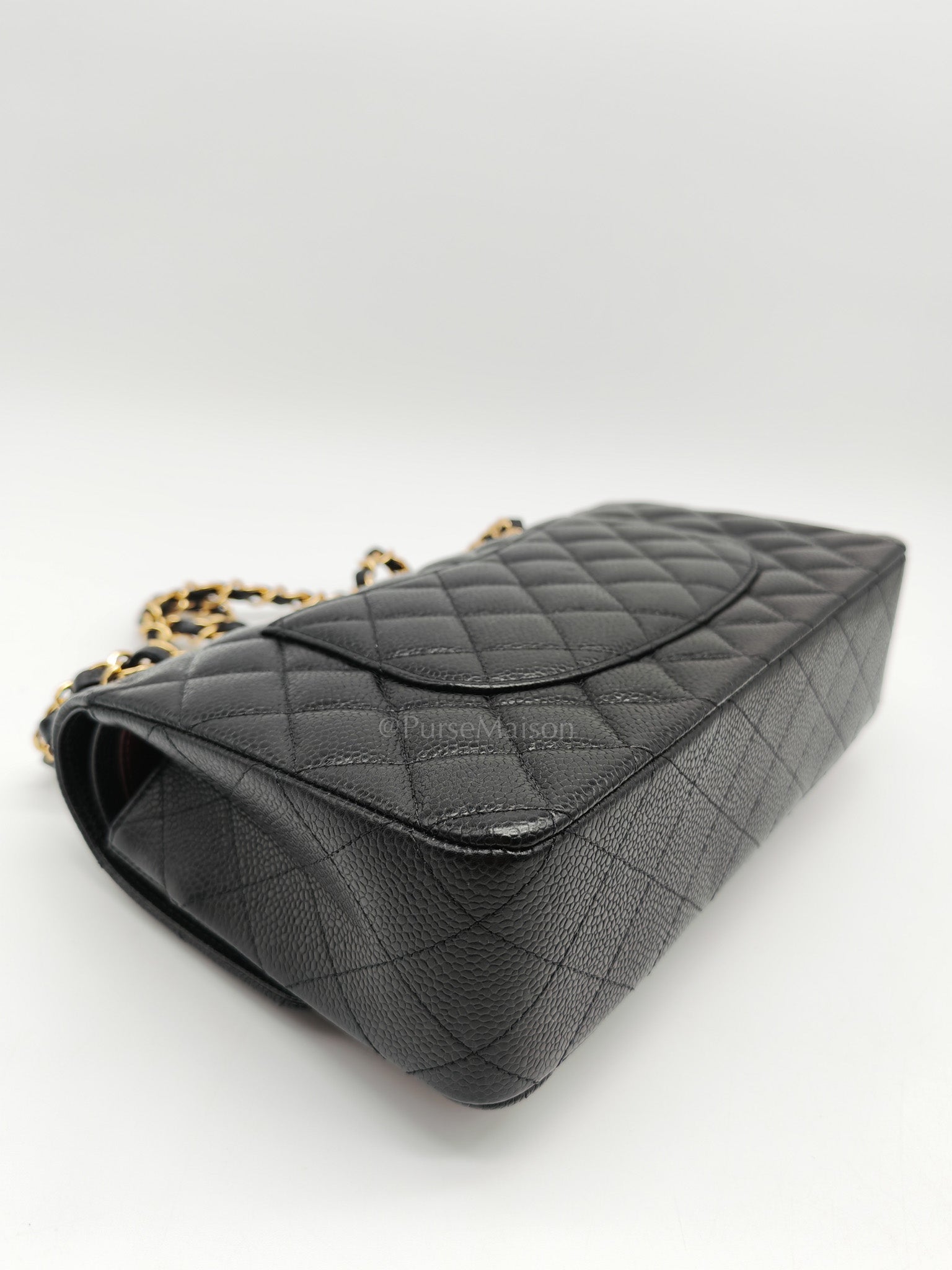 Chanel Classic Double Flap Medium in Black Caviar Leather Gold Hardware (Series 30)