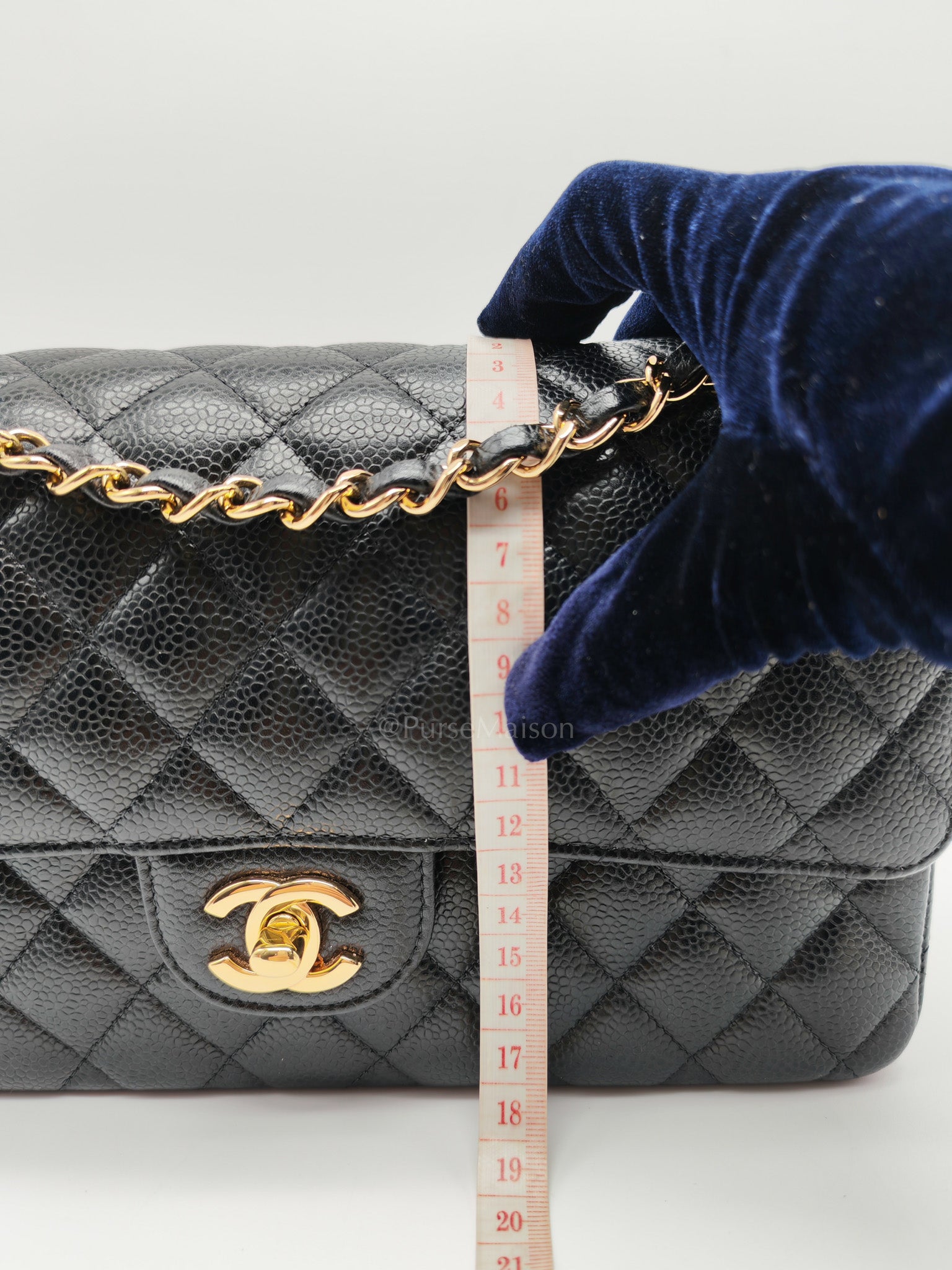 Chanel Classic Double Flap Medium in Black Caviar Leather Gold Hardware (Series 30)