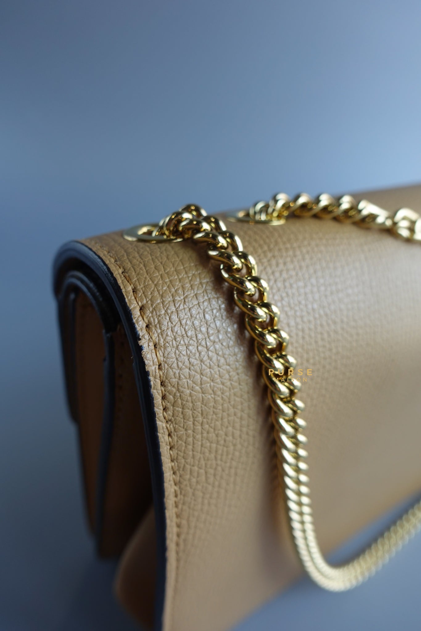 Bug Bag Small In Brown Grainy Leather & Gold Chain | Purse Maison Luxury Bags Shop