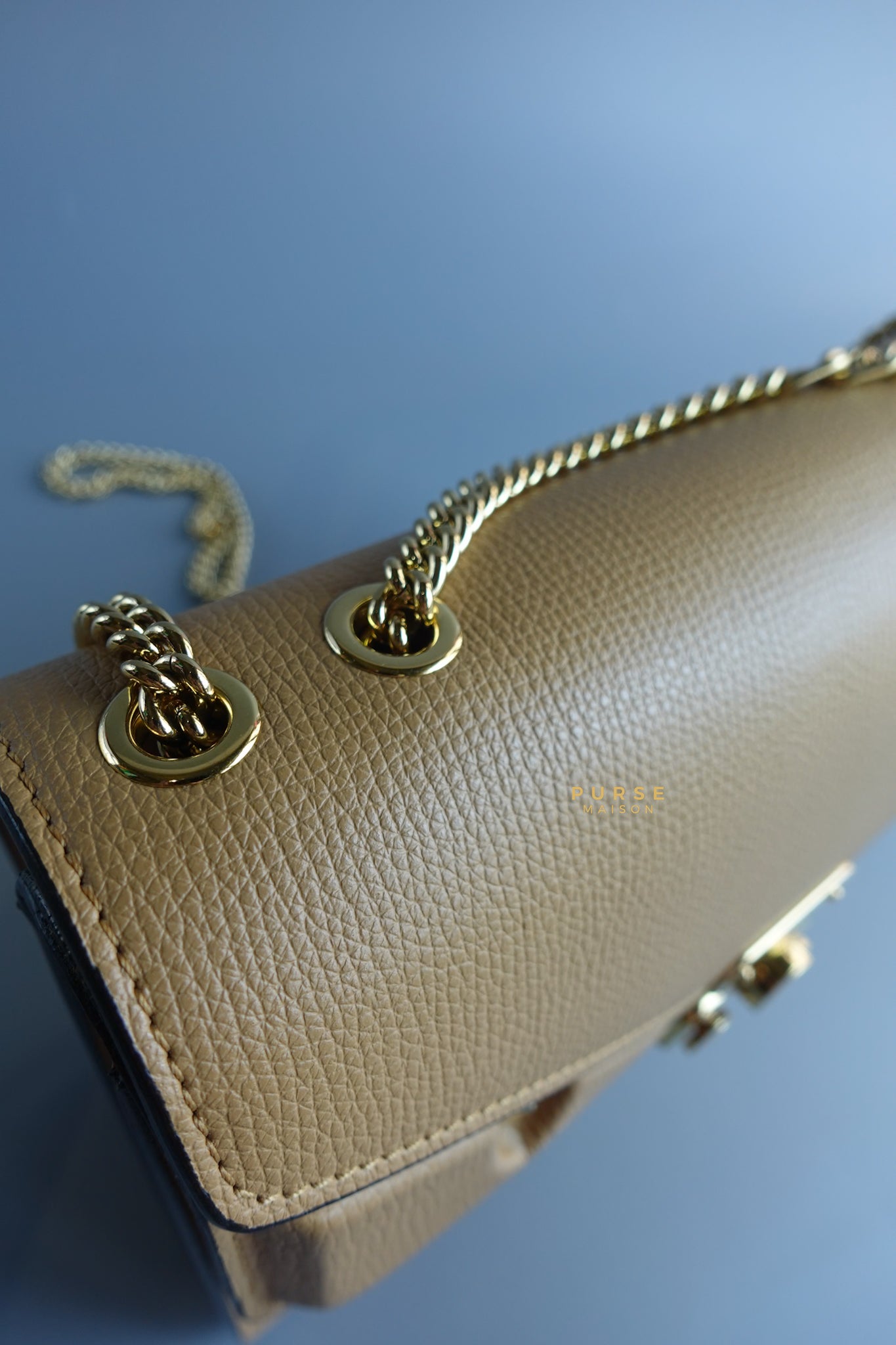 Bug Bag Small In Brown Grainy Leather & Gold Chain | Purse Maison Luxury Bags Shop