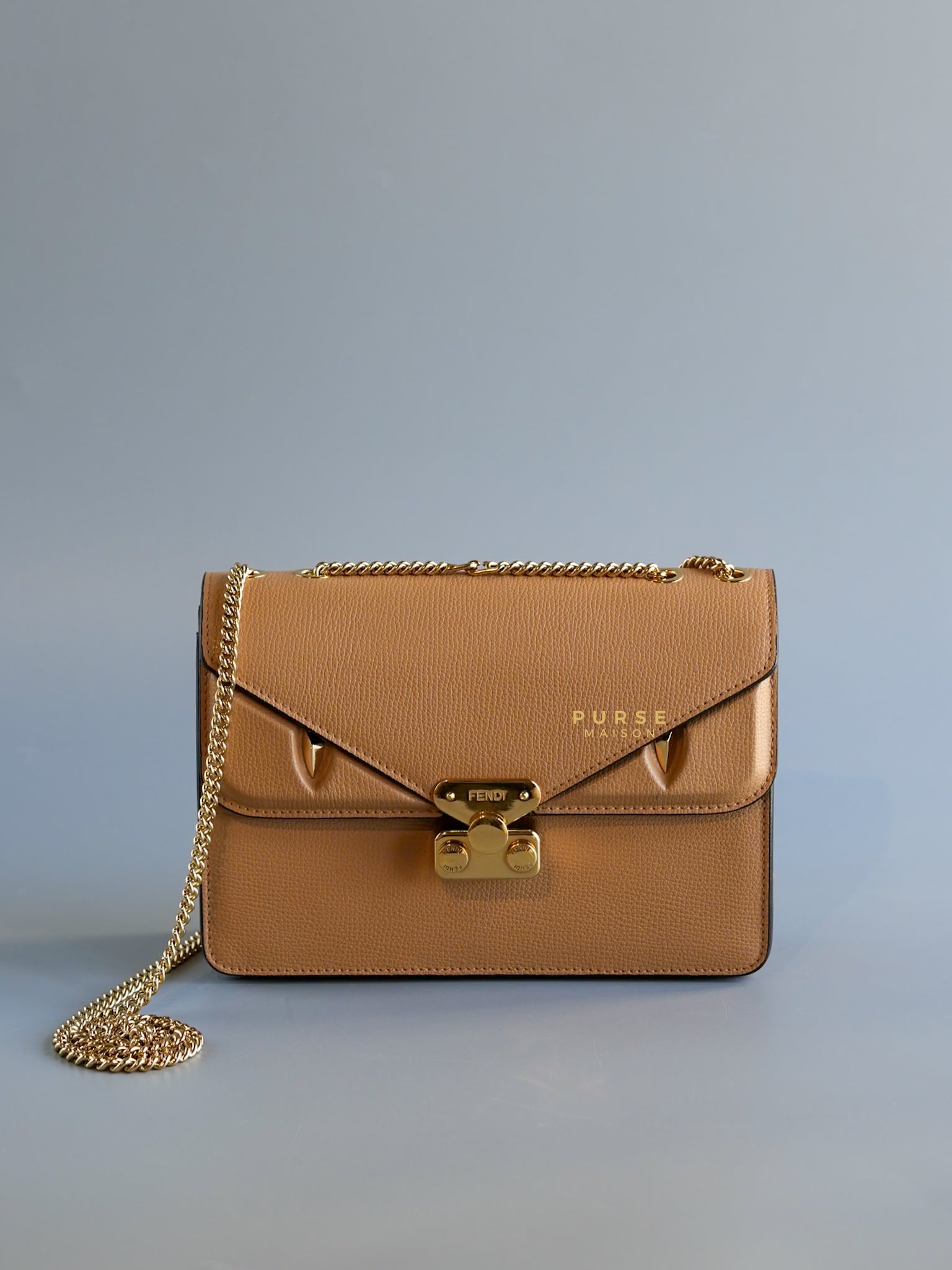 Bug Bag Small In Brown Grainy Leather & Gold Chain | Purse Maison Luxury Bags Shop