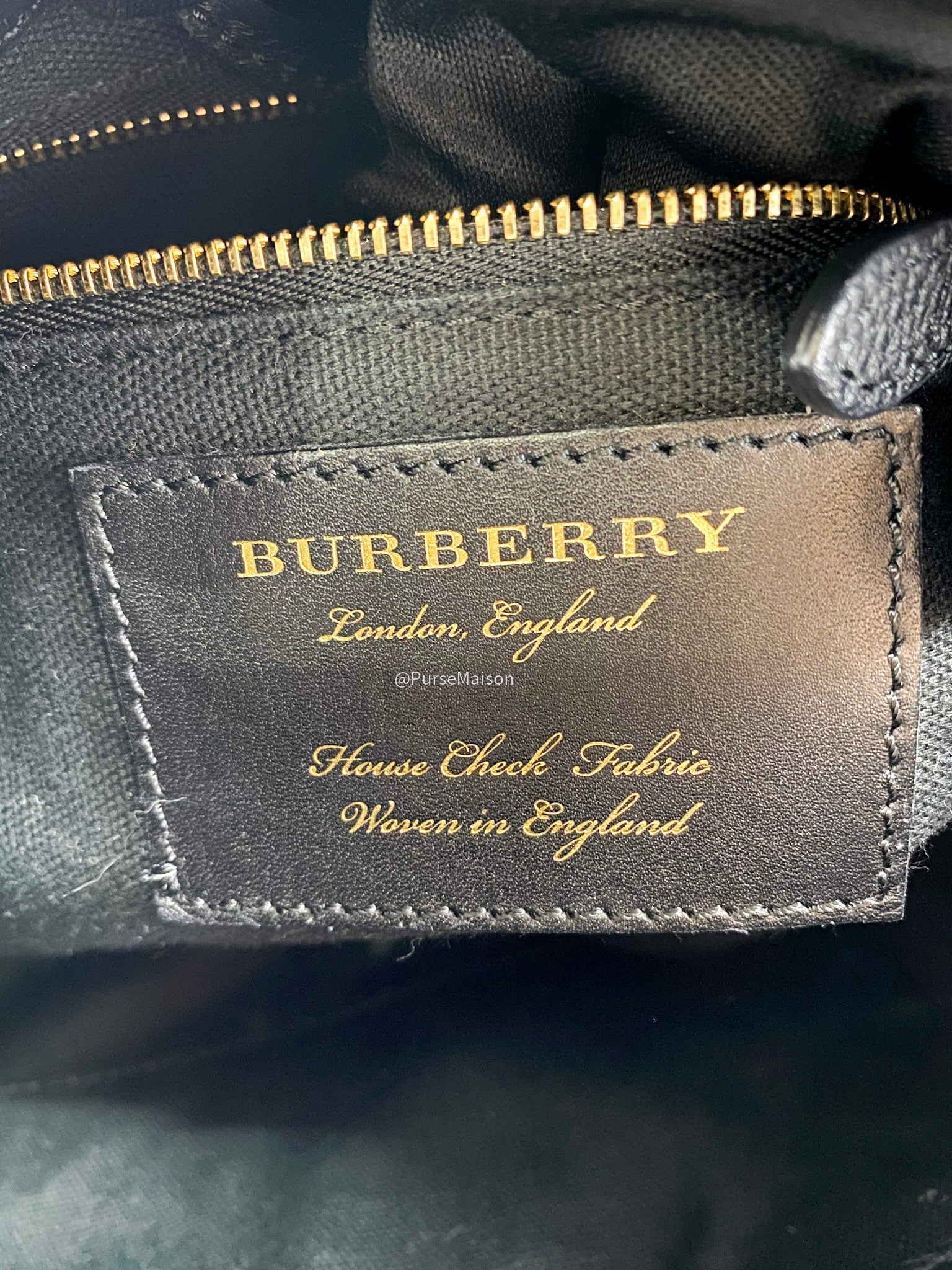 Burberry Black Leather House Check Canvas Small Bingley Bucket Bag