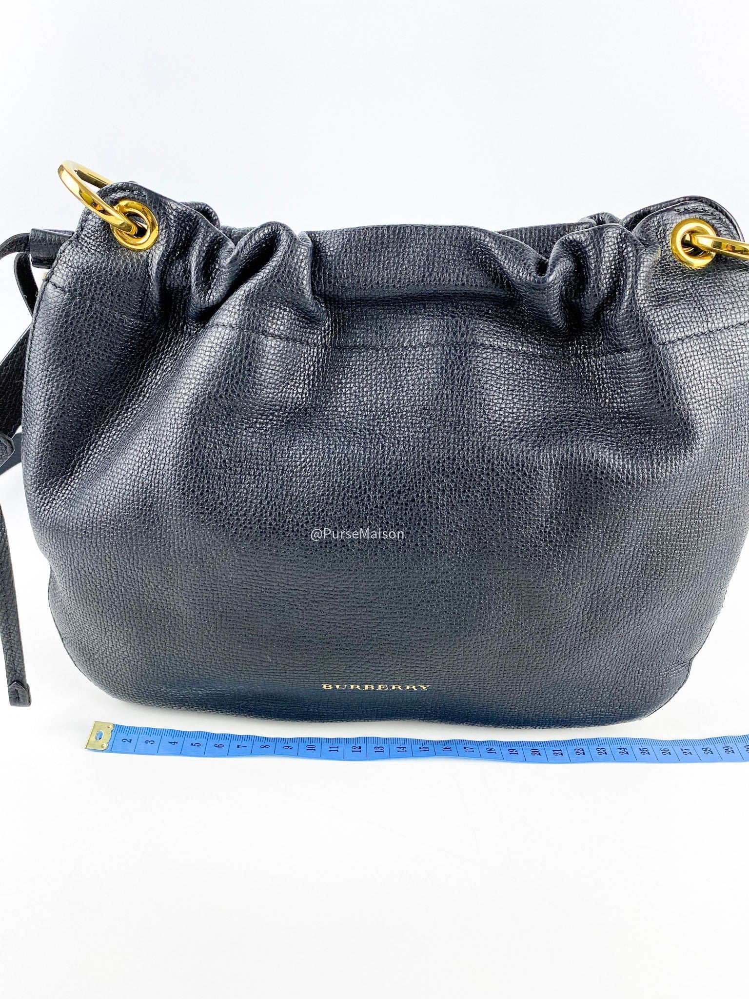 Burberry Black Leather House Check Canvas Small Bingley Bucket Bag