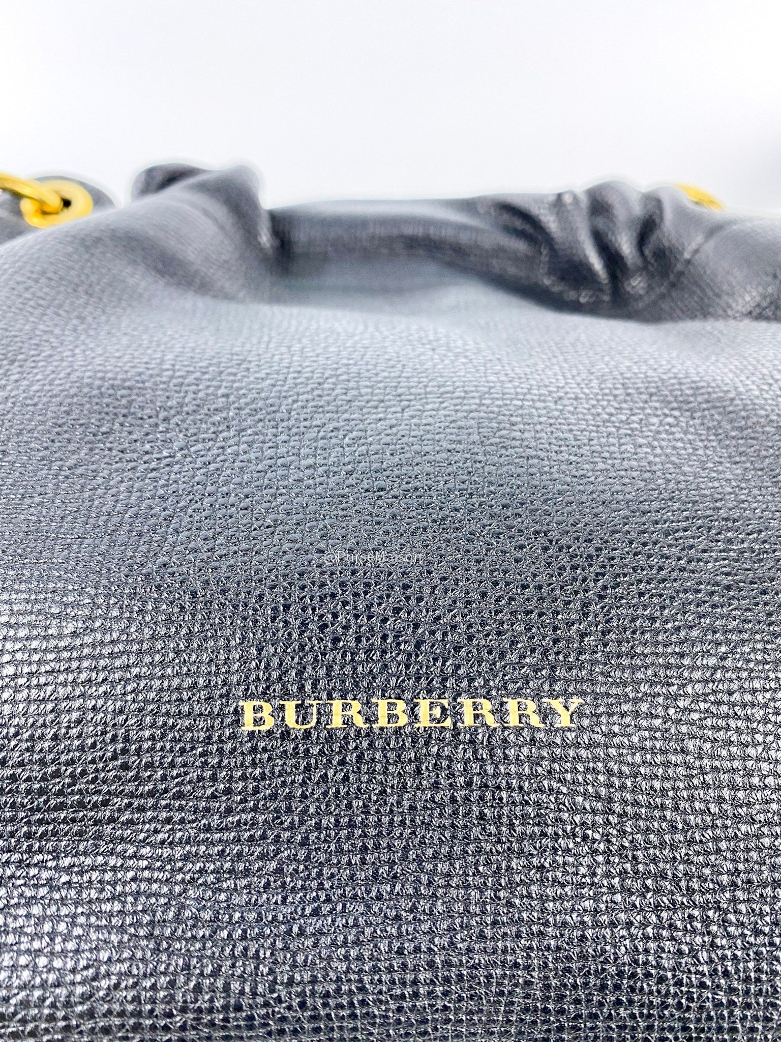 Burberry Black Leather House Check Canvas Small Bingley Bucket Bag