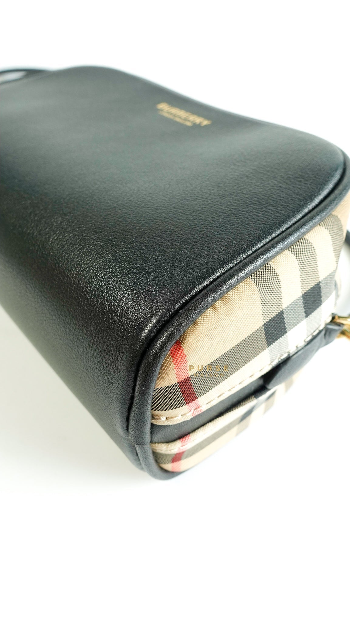 Burberry Half Cube in Vintage Check Canvas Crossbody Bag