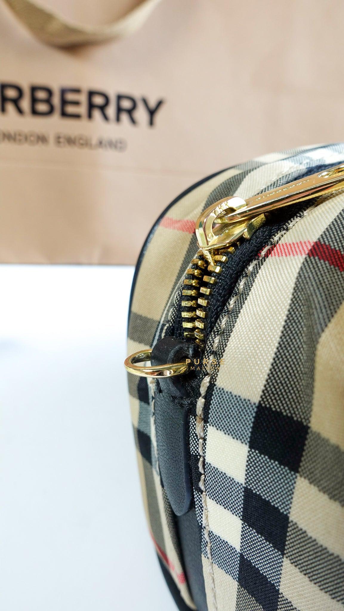 Burberry Half Cube in Vintage Check Canvas Crossbody Bag