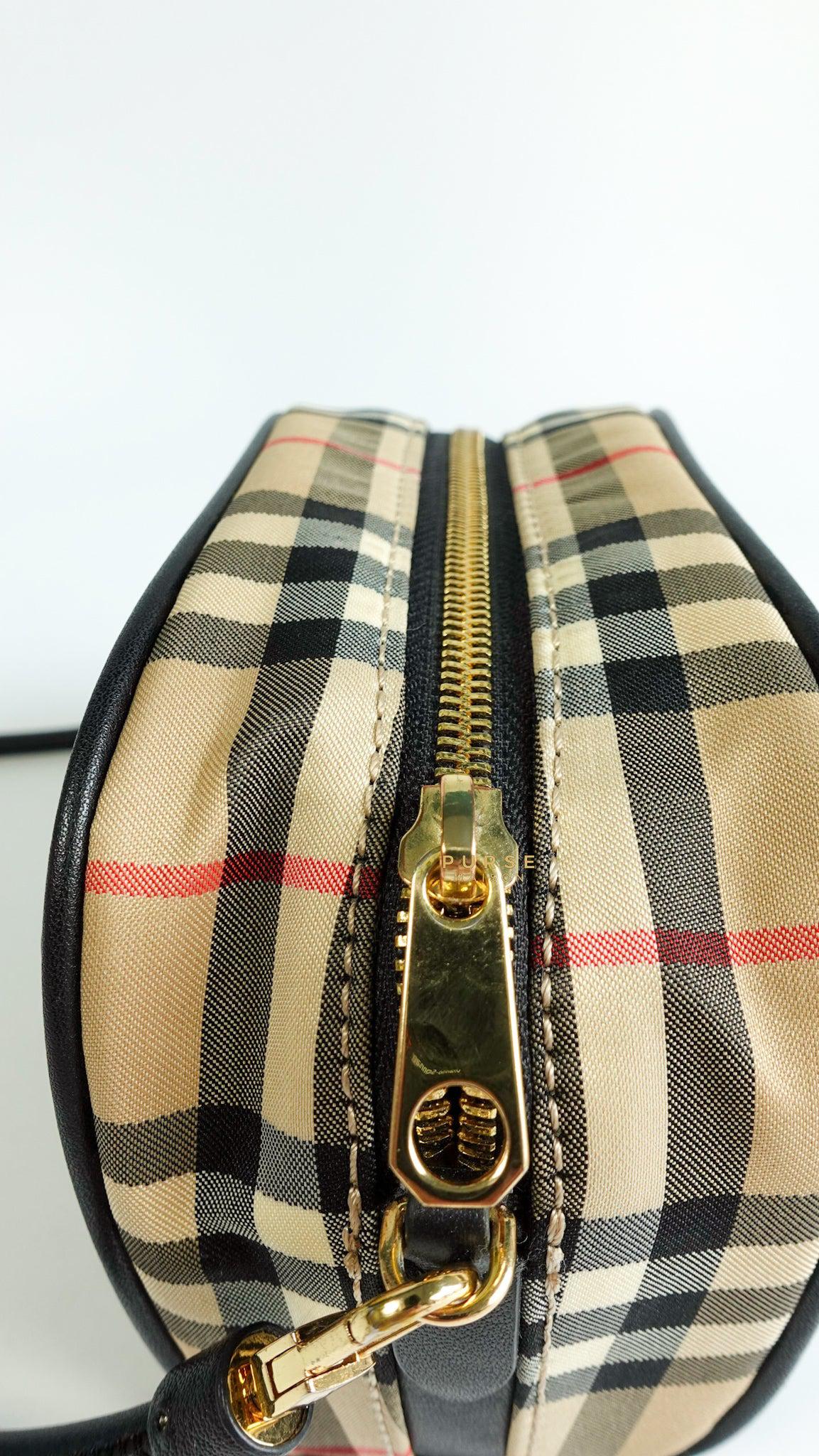 Burberry Half Cube in Vintage Check Canvas Crossbody Bag