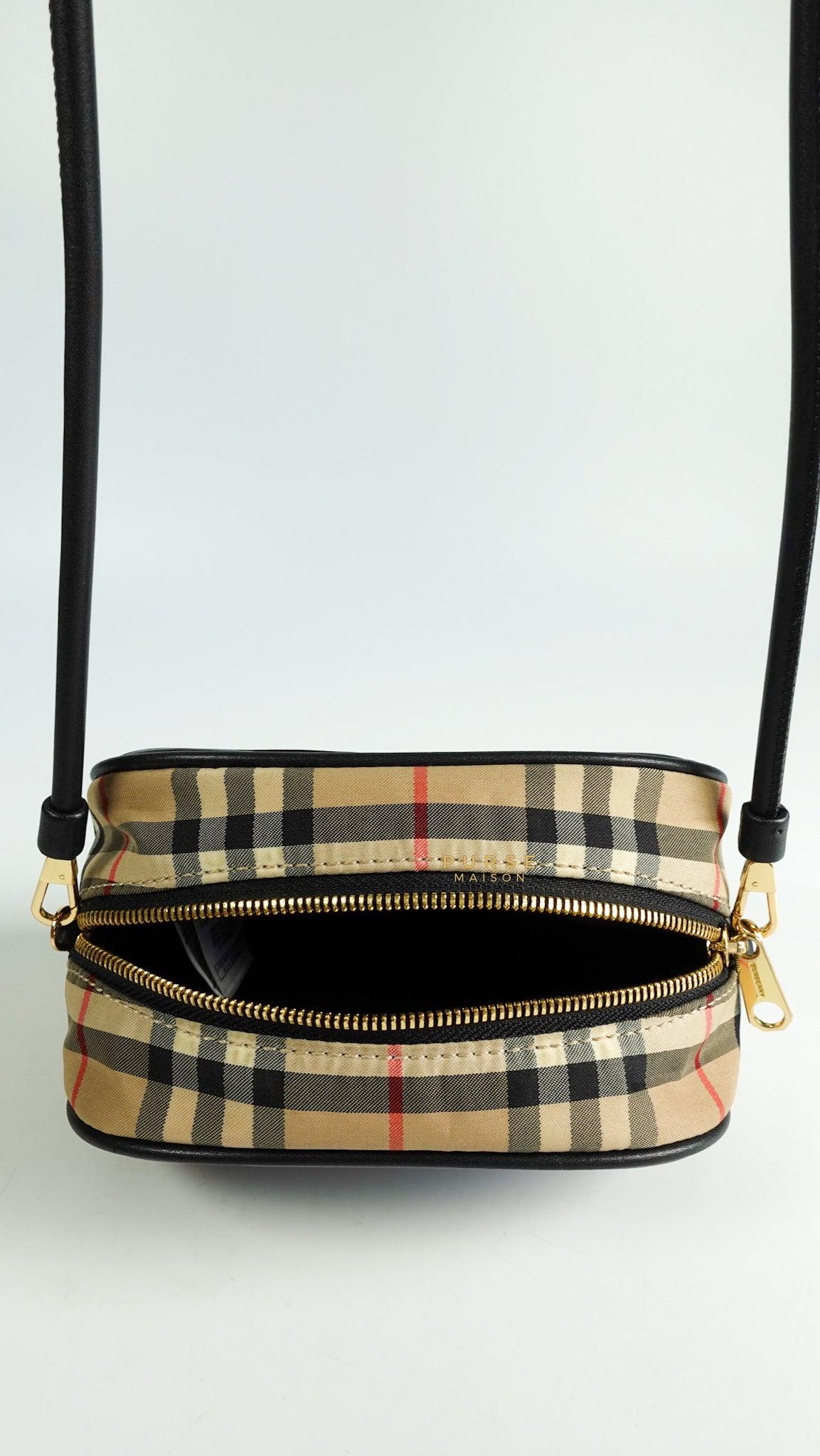 Burberry Half Cube in Vintage Check Canvas Crossbody Bag