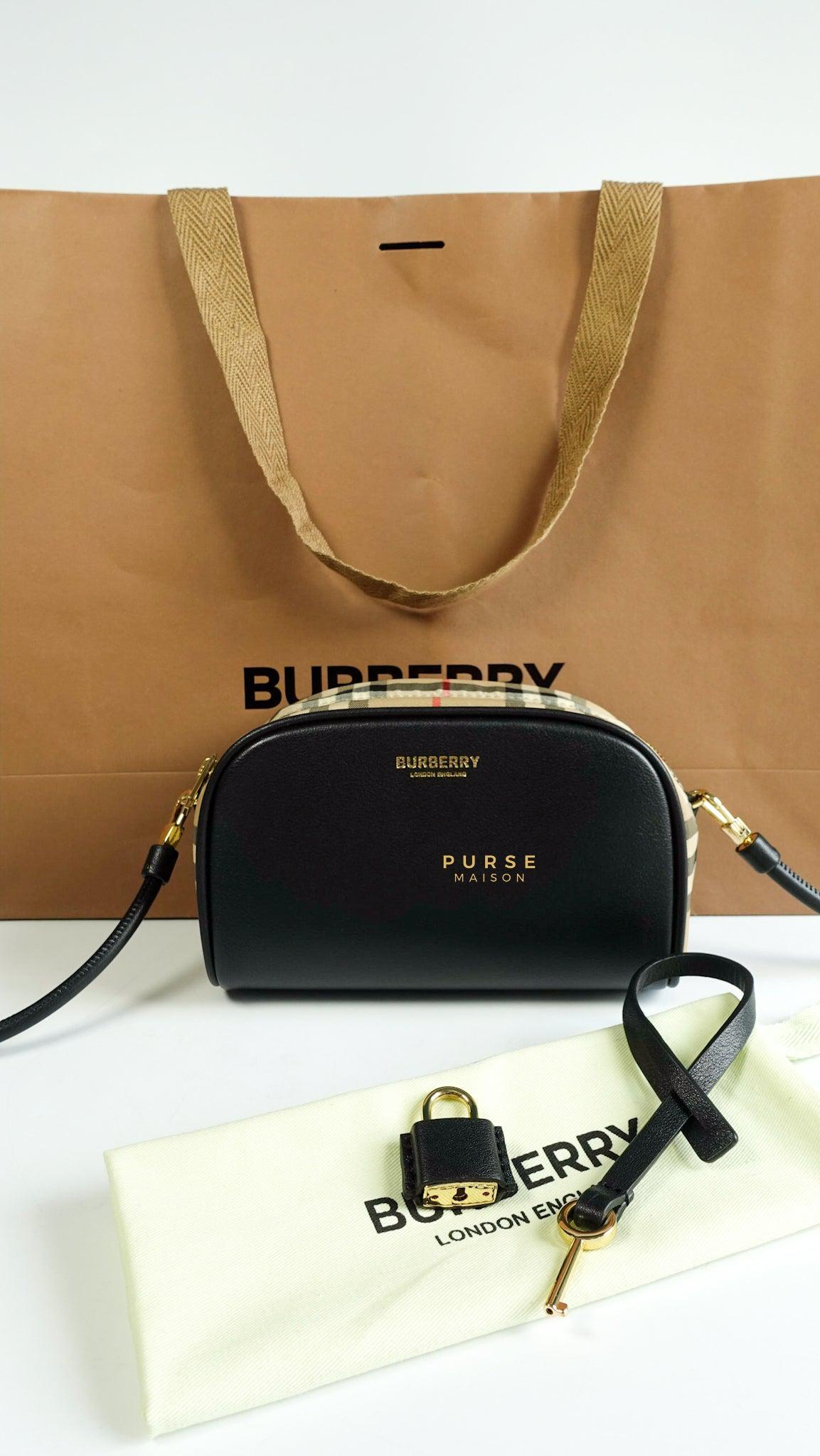 Burberry Half Cube in Vintage Check Canvas Crossbody Bag